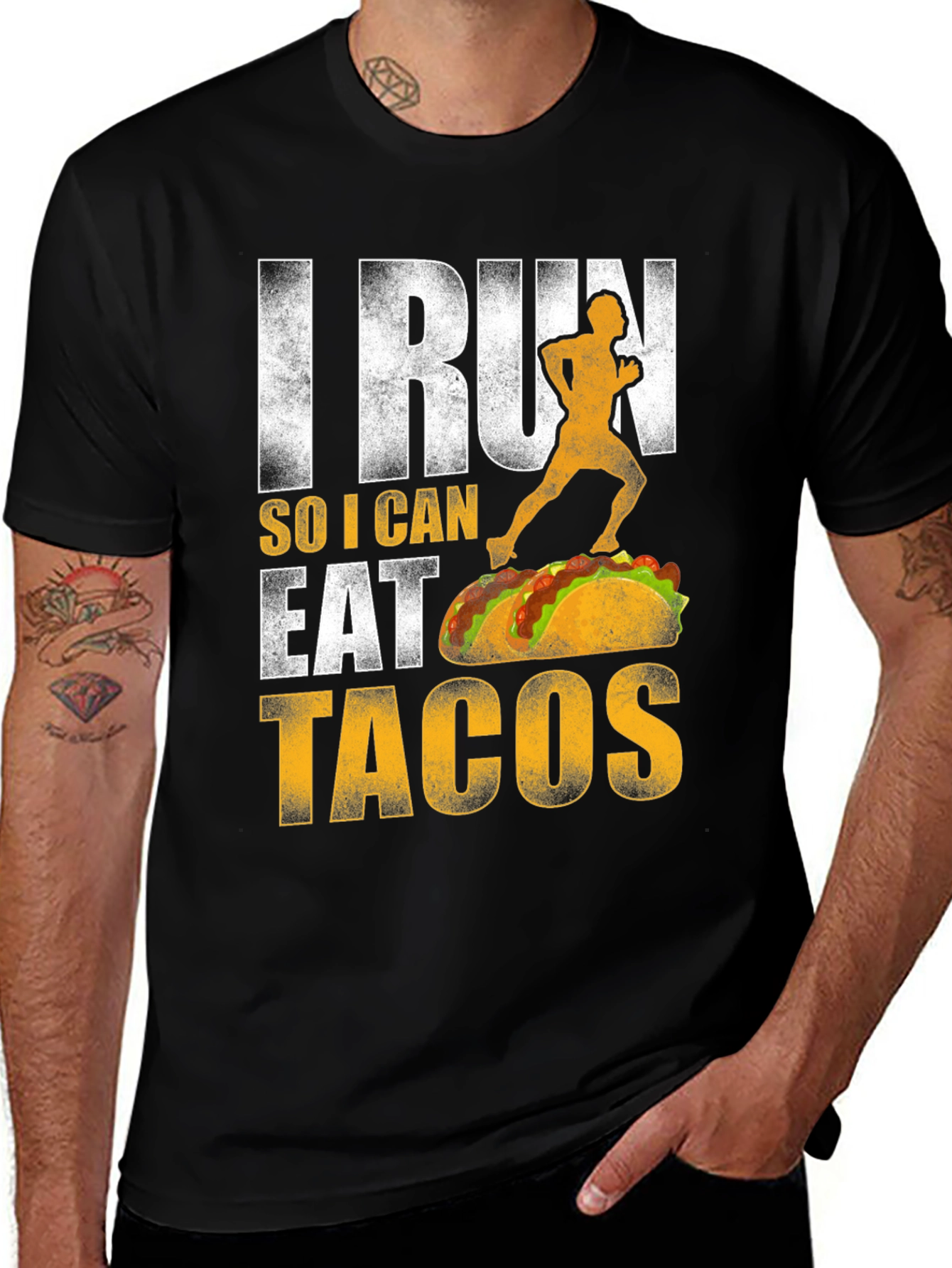 Variant 22 of I Run So I Can Eat Tacos Graphic Tee