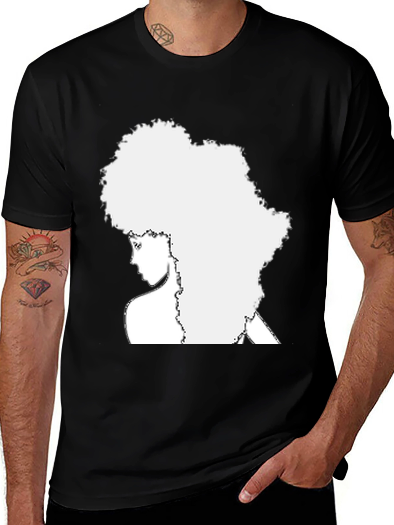 Variant 7 of Afro Silhouette Tee - Black Unisex Shirt