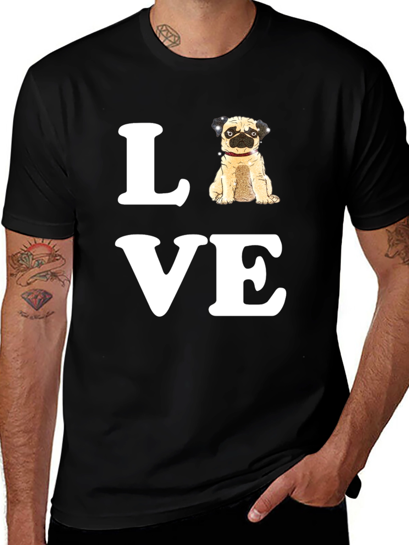 Variant 12 of Pug Love Graphic T-Shirt - Black