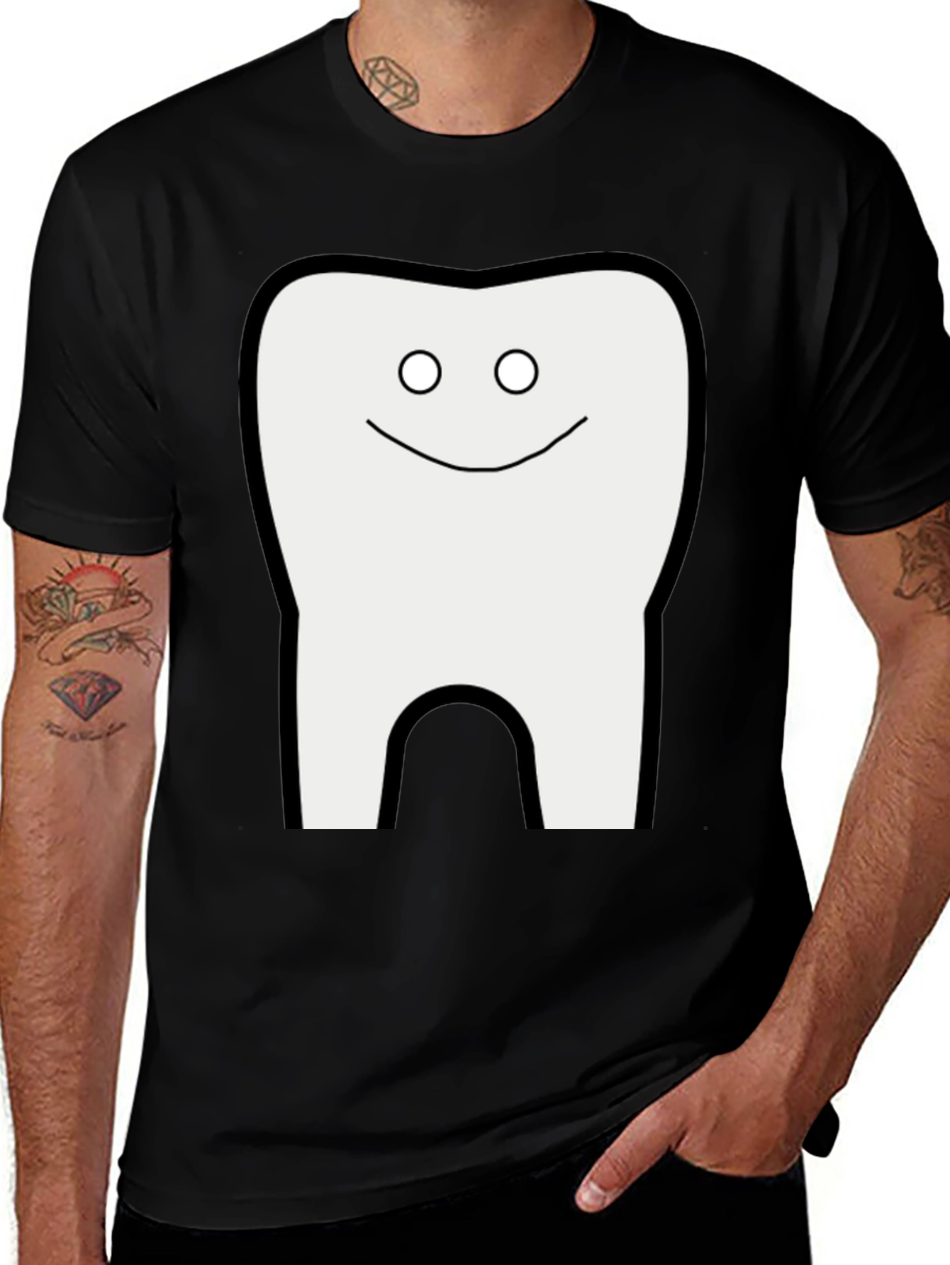 Variant 29 of Funny Tooth Graphic T-Shirt - Black Cotton Tee