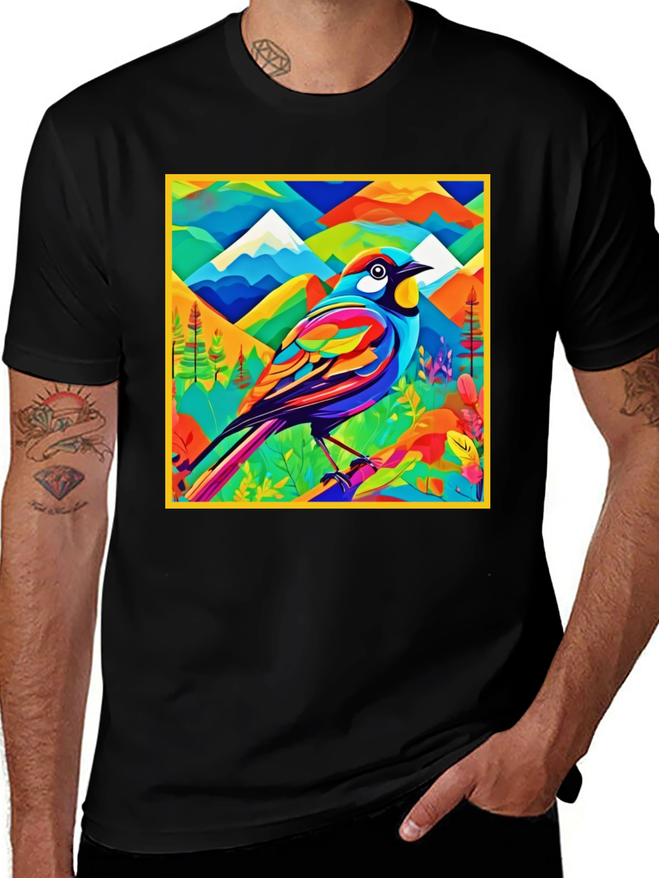 Variant 29 of Vibrant Bird Graphic Tee - Colorful Nature Design