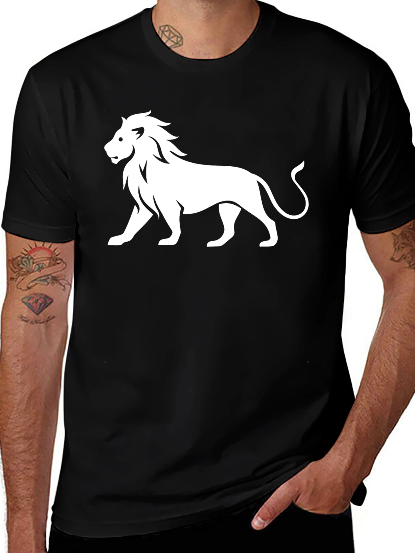 Variant 26 of Lion Graphic Tee - Classic Black T-Shirt