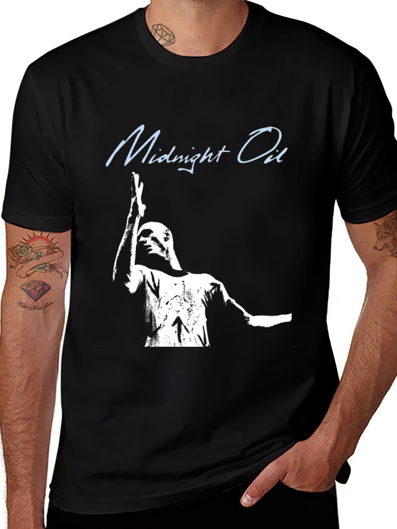 Midnight Oil Band Tee - Black Cotton Graphic T-Shirt