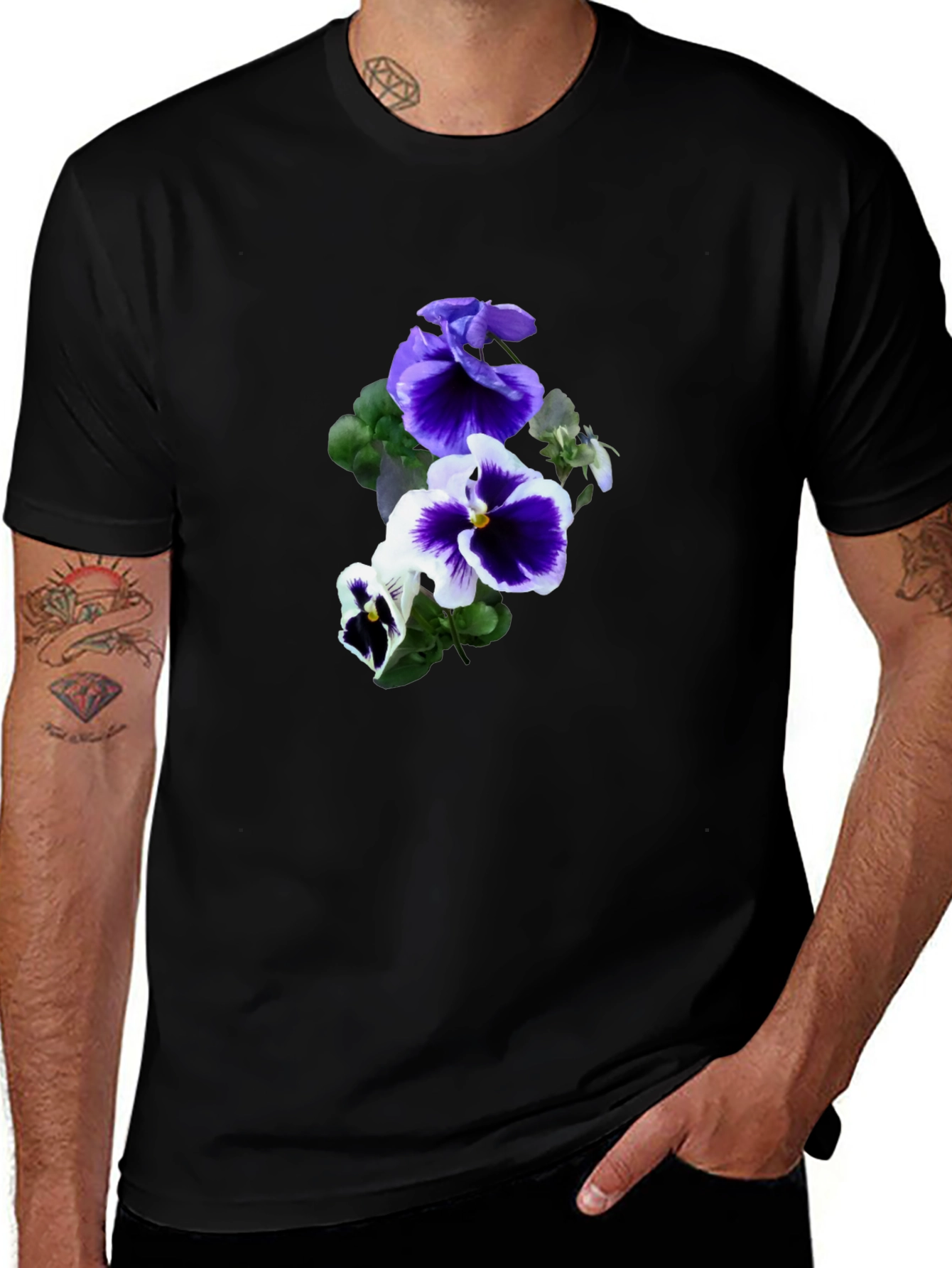 Variant 22 of Floral Print Black T-Shirt