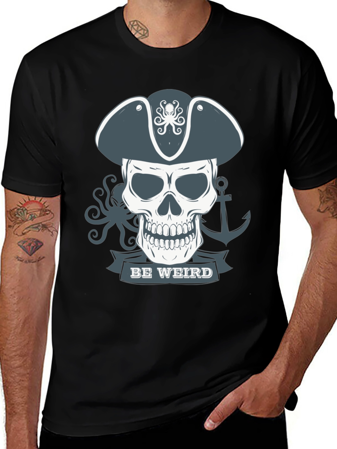 Be Weird Pirate Skull T-Shirt - Graphic Tee