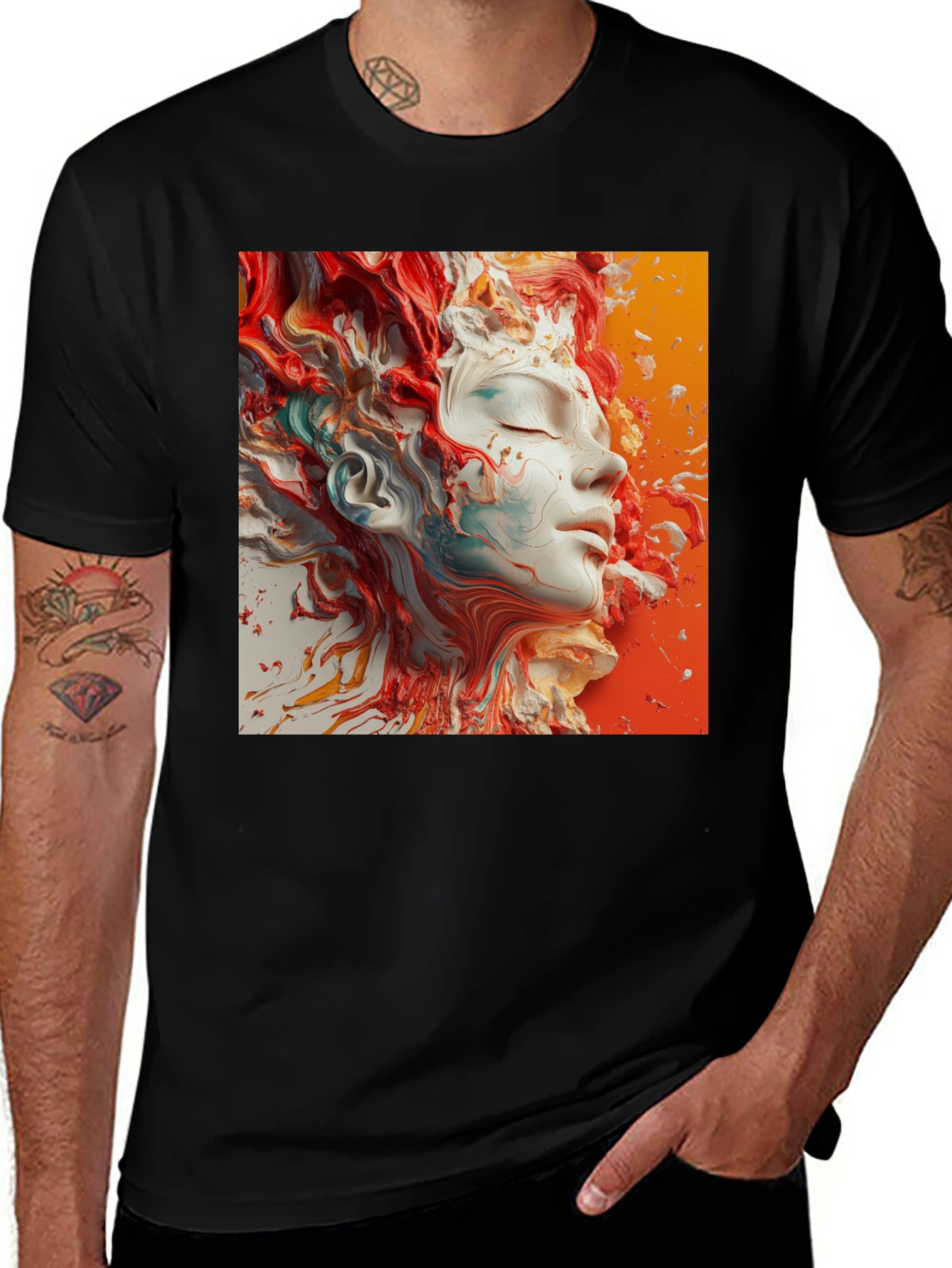Variant 30 of Abstract Face Art Black T-Shirt