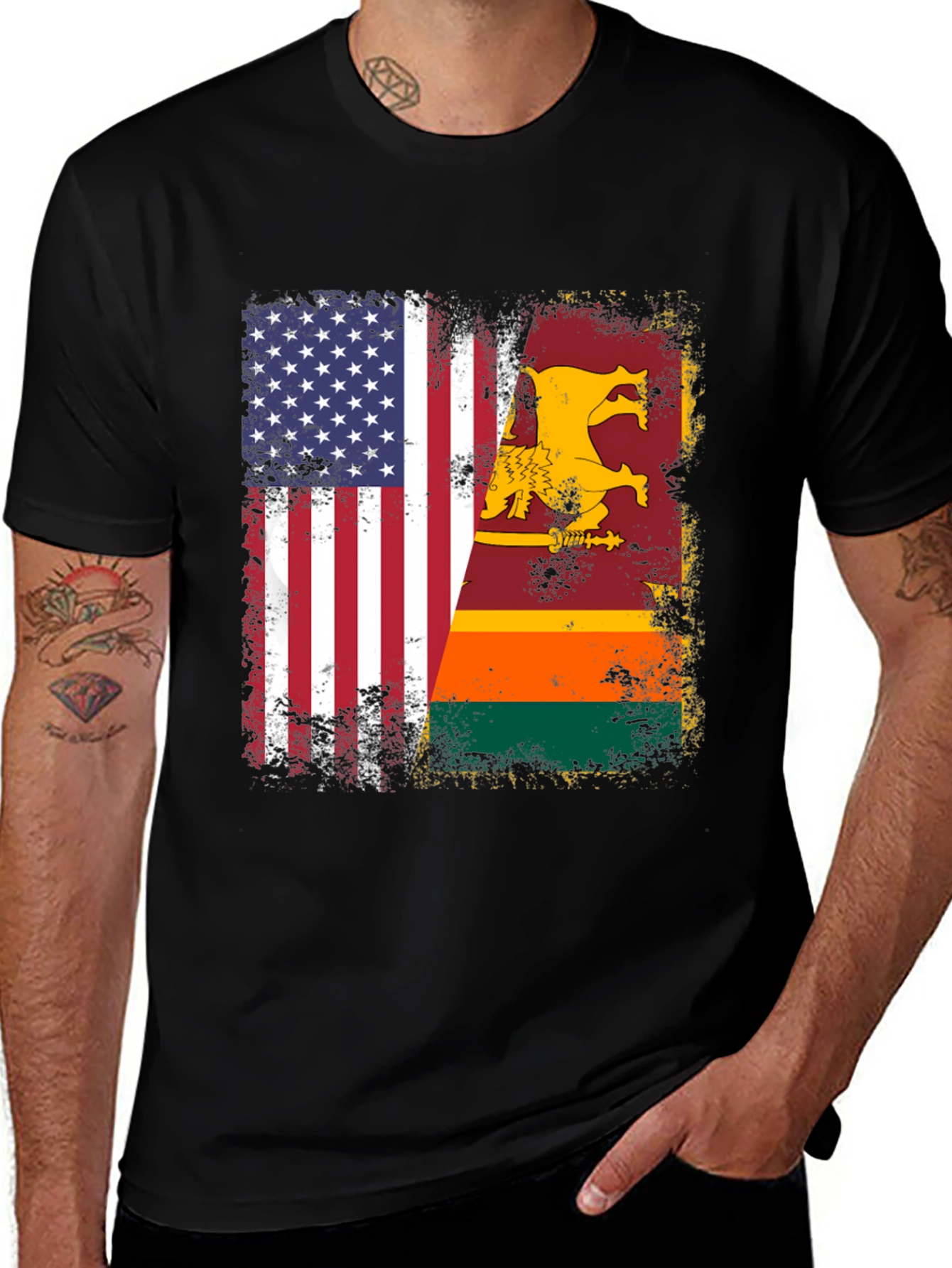 Variant 8 of USA Sri Lanka Flag Graphic T-Shirt