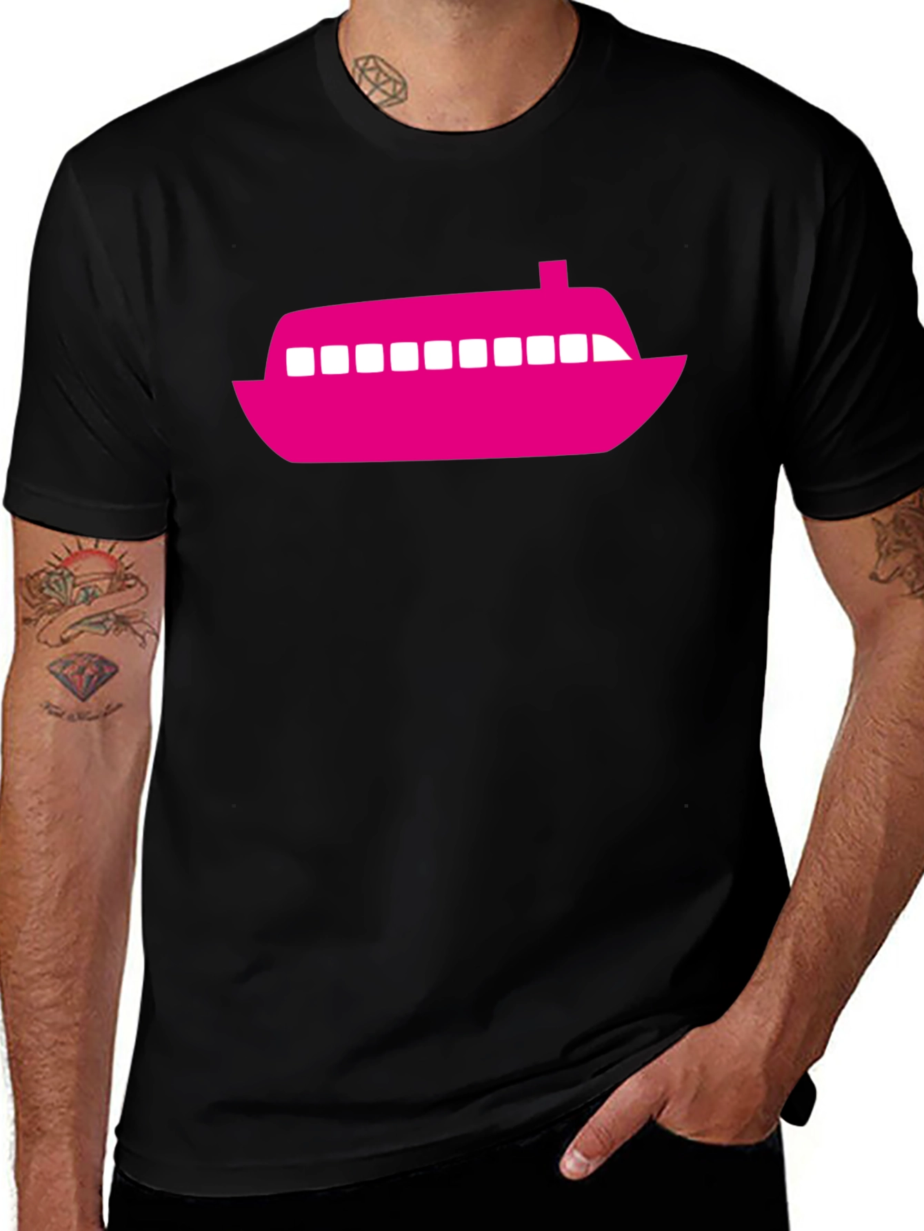 Variant 22 of Boat Graphic Black T-Shirt
