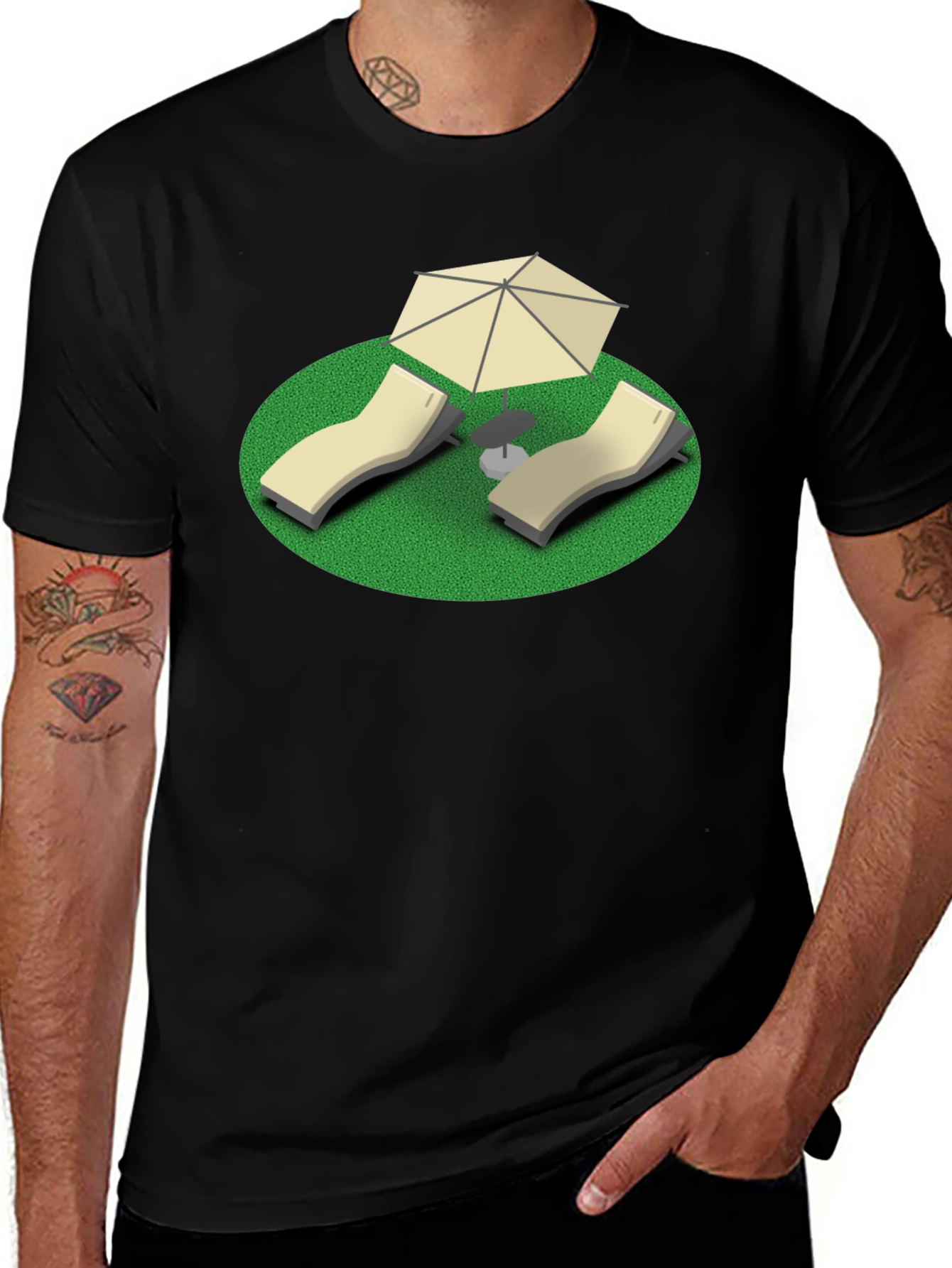 Variant 23 of Relaxation Tee: Beach Chair & Umbrella Graphic T-Shirt