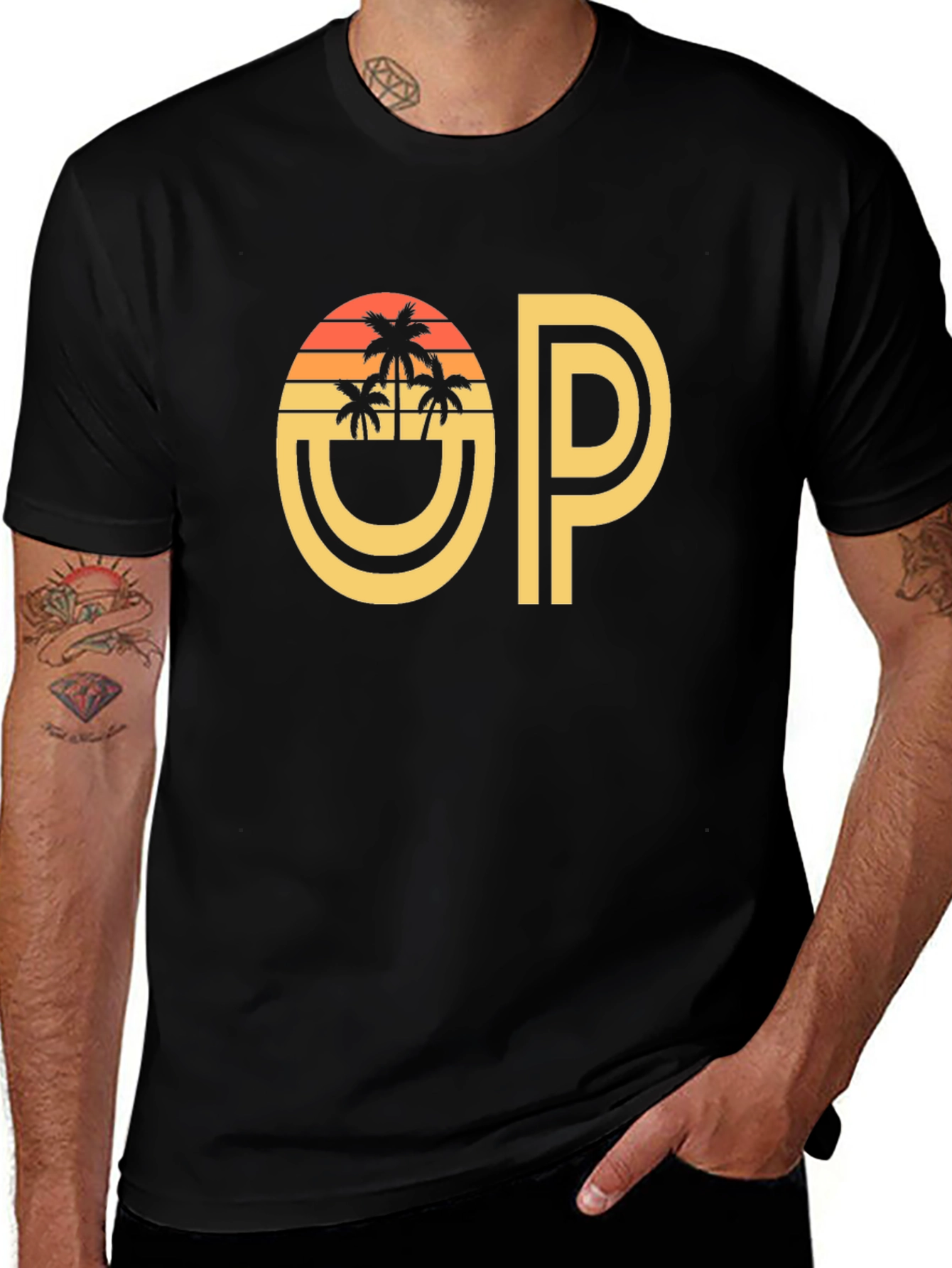 Variant 19 of Retro OP T-Shirt - Sunset Palm Design