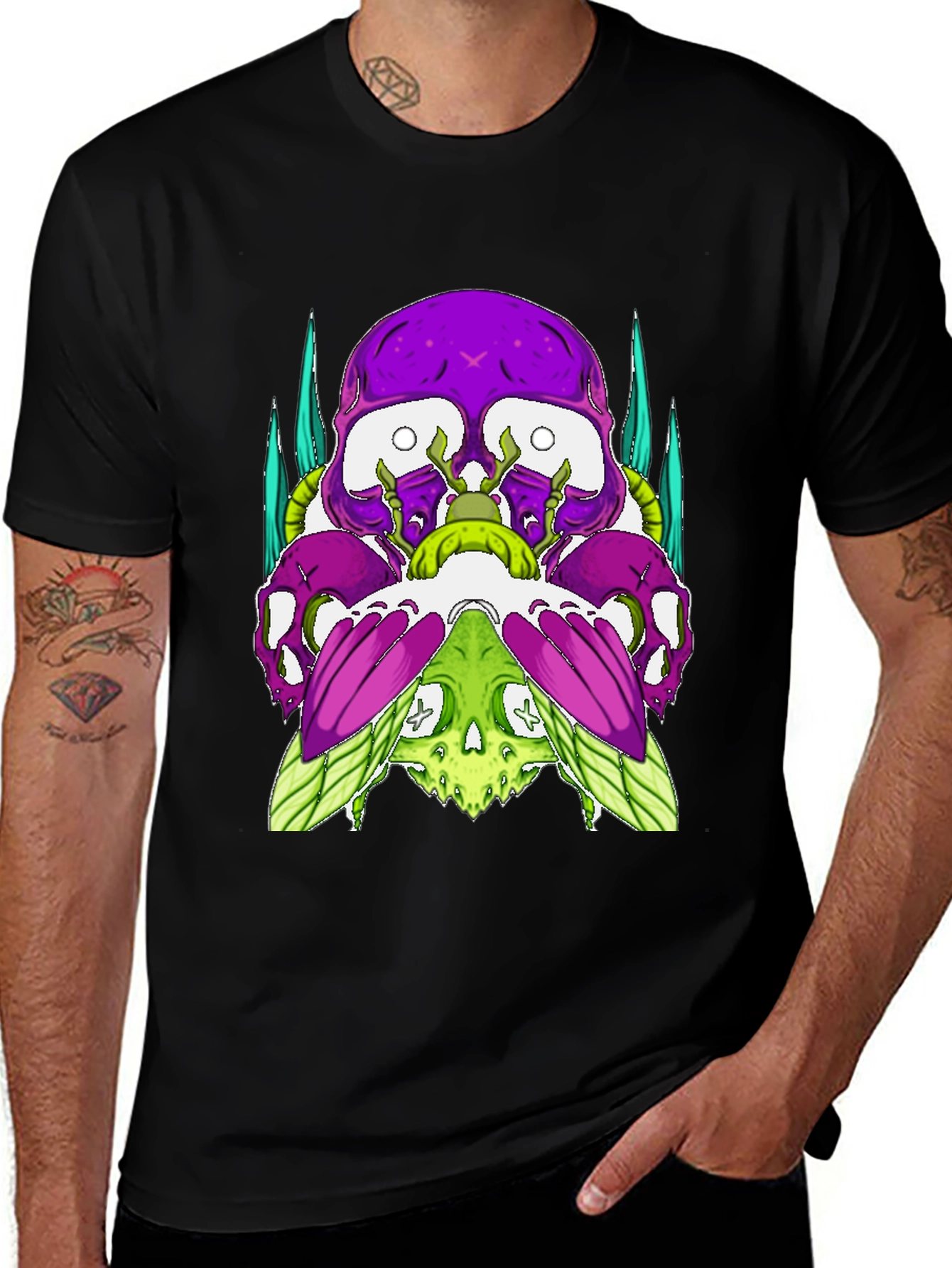 Variant 8 of Skull Fusion Graphic Tee - Edgy Style