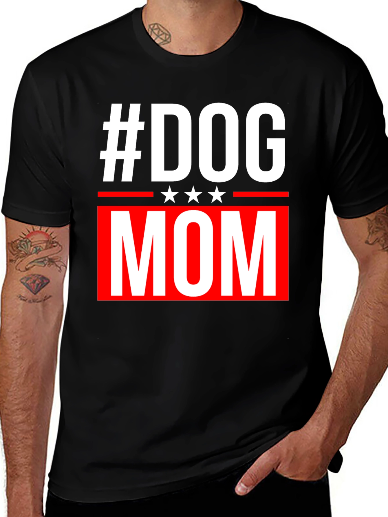 Variant 7 of #Dog Mom T-Shirt - Black, Novelty Tee