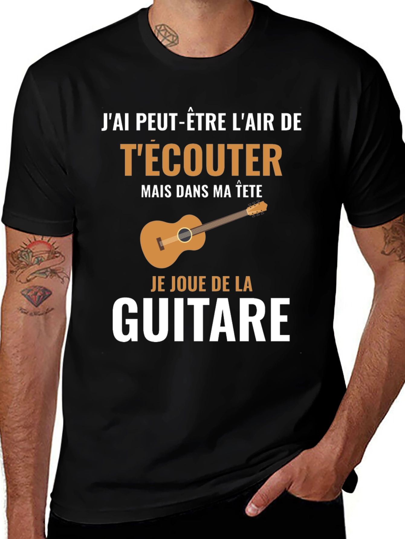 Variant 23 of Guitar Player Tee: "I Hear, I Play"