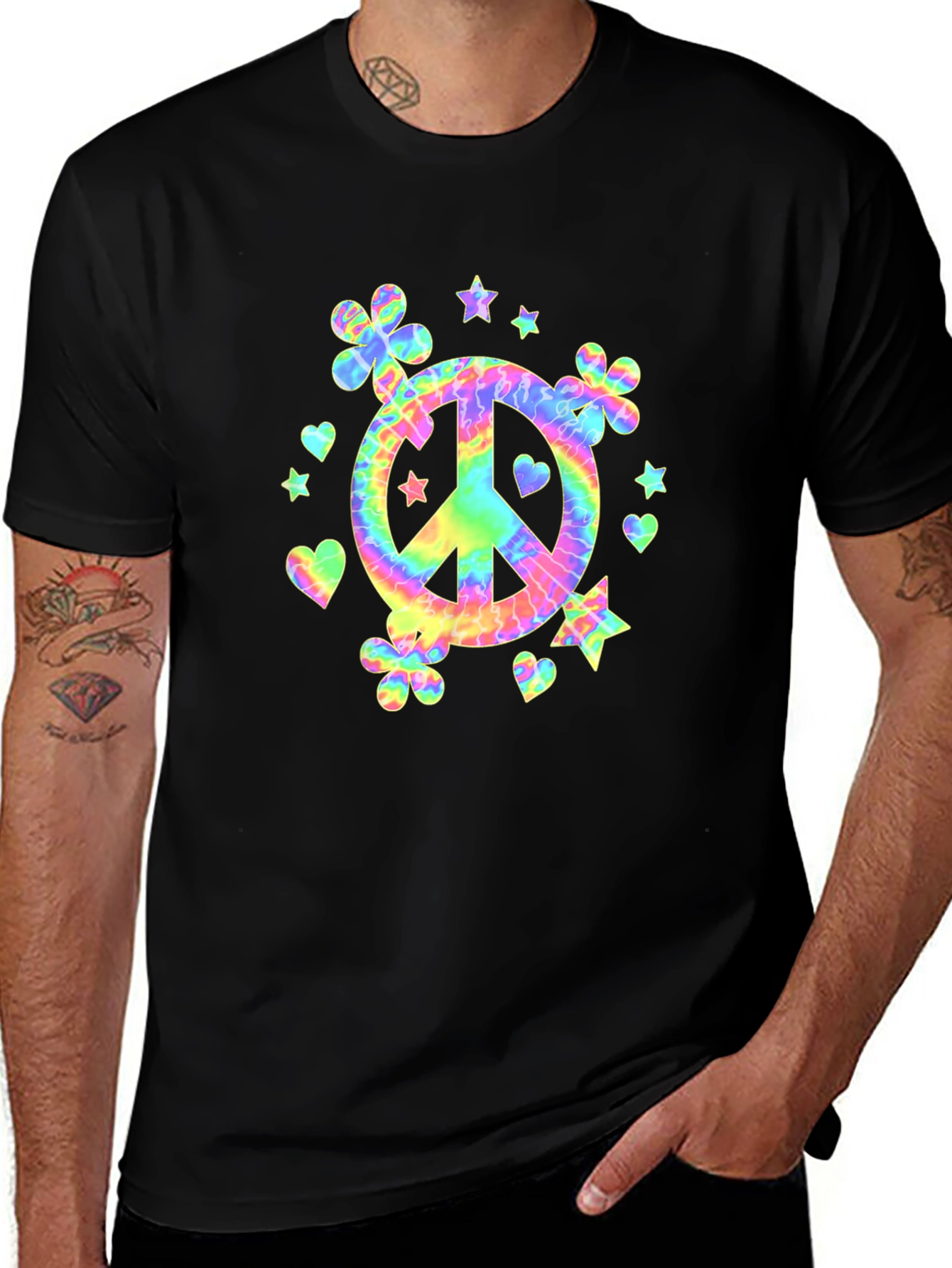 Variant 29 of Retro Tie-Dye Peace Sign Graphic T-Shirt
