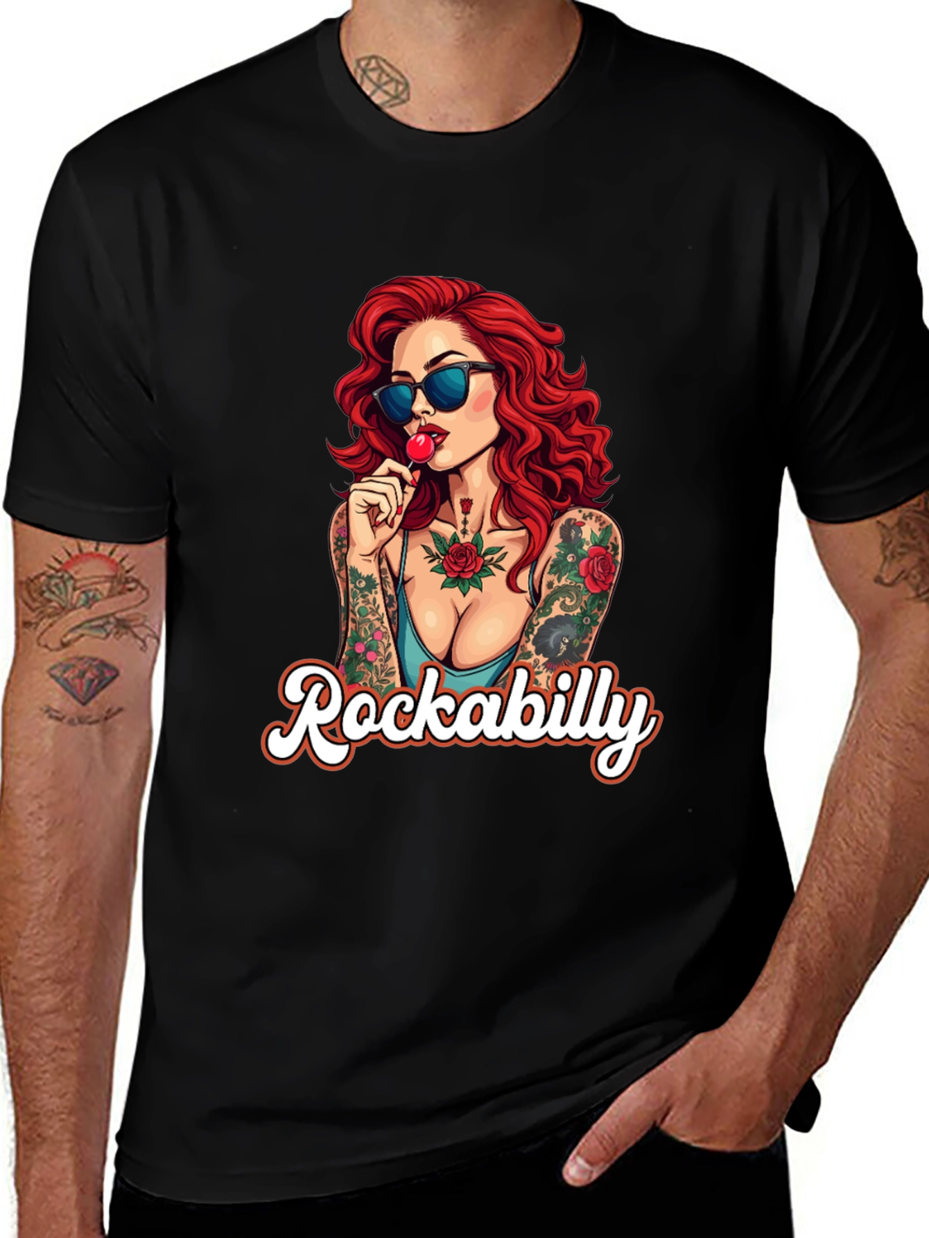 Variant 24 of Rockabilly Tattoo Girl Graphic T-Shirt