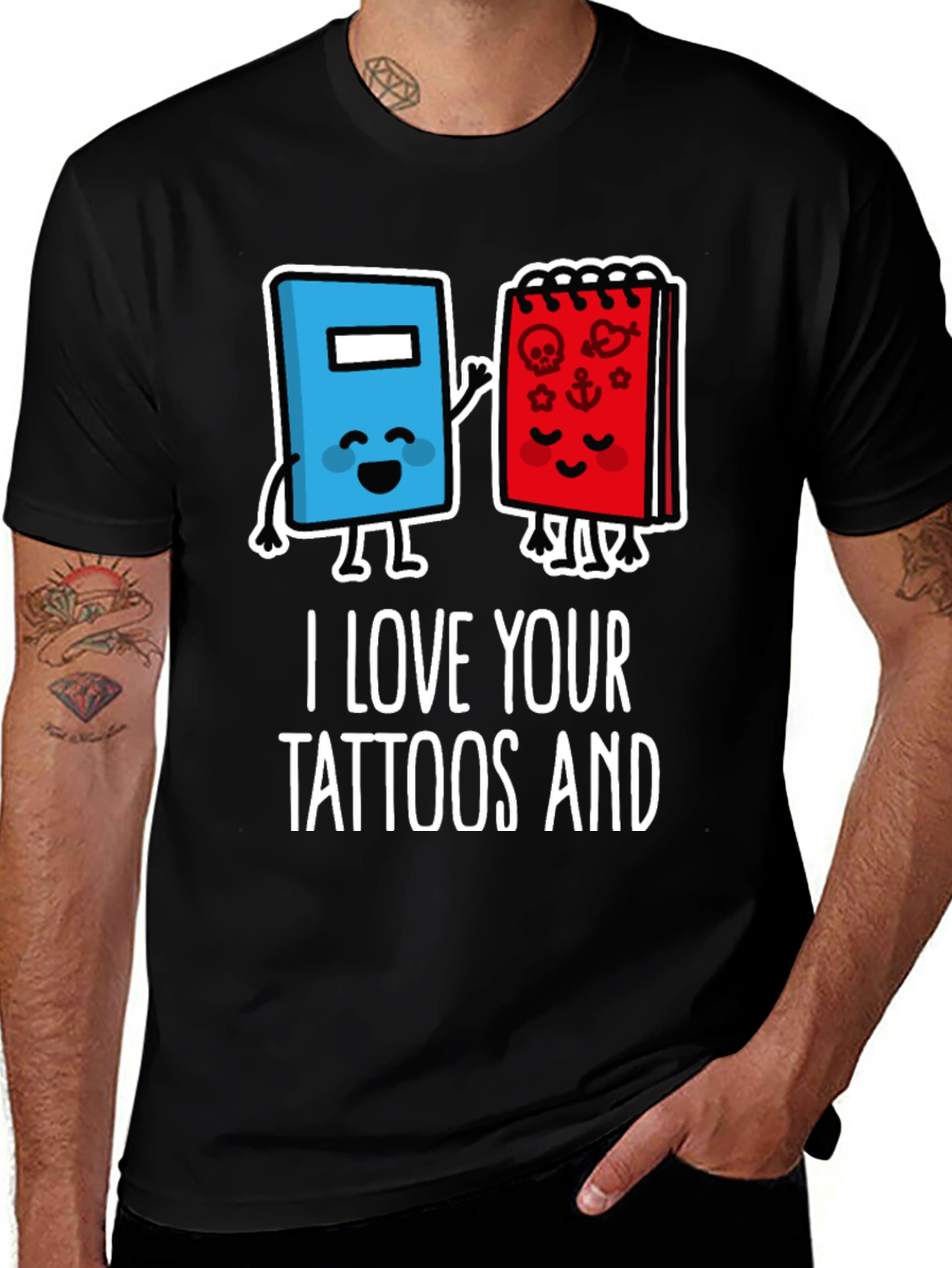 Variant 15 of I Love Your Tattoos and Books Black T-Shirt