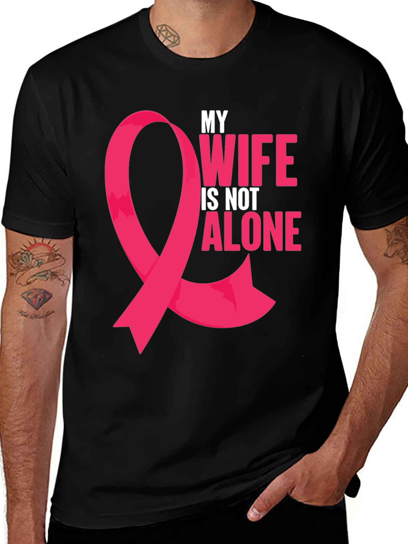 Variant 11 of Breast Cancer Awareness T-Shirt: My Wife Is Not Alone