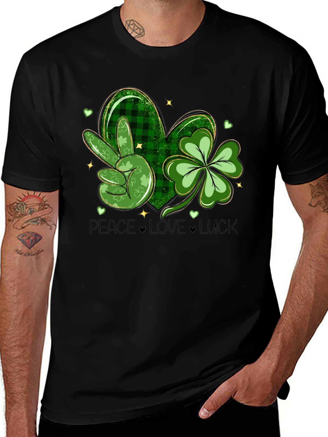 Variant 16 of St. Patrick's Day Peace Love Luck Graphic Tee
