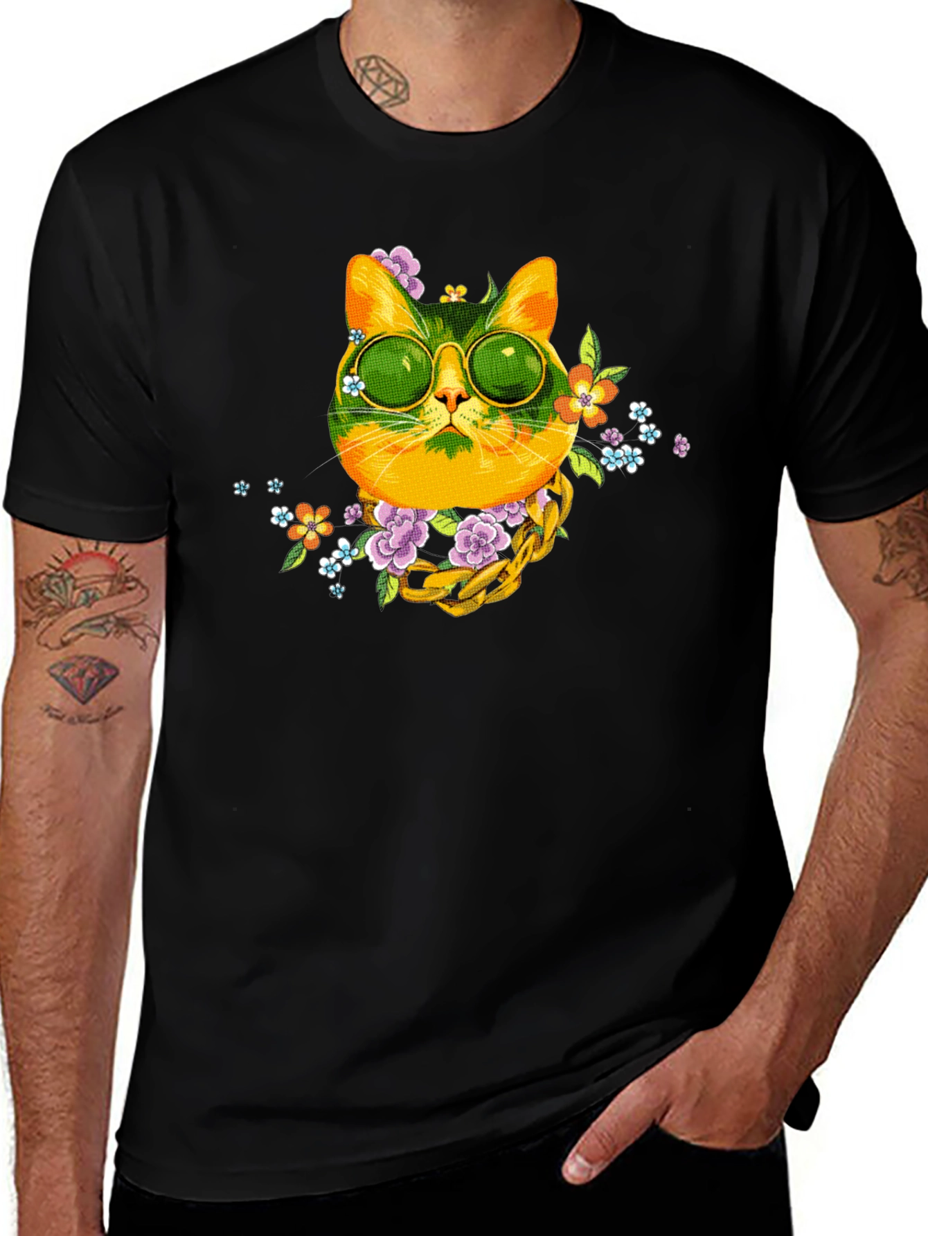 Variant 13 of Cool Cat Graphic Tee - Trendy Style