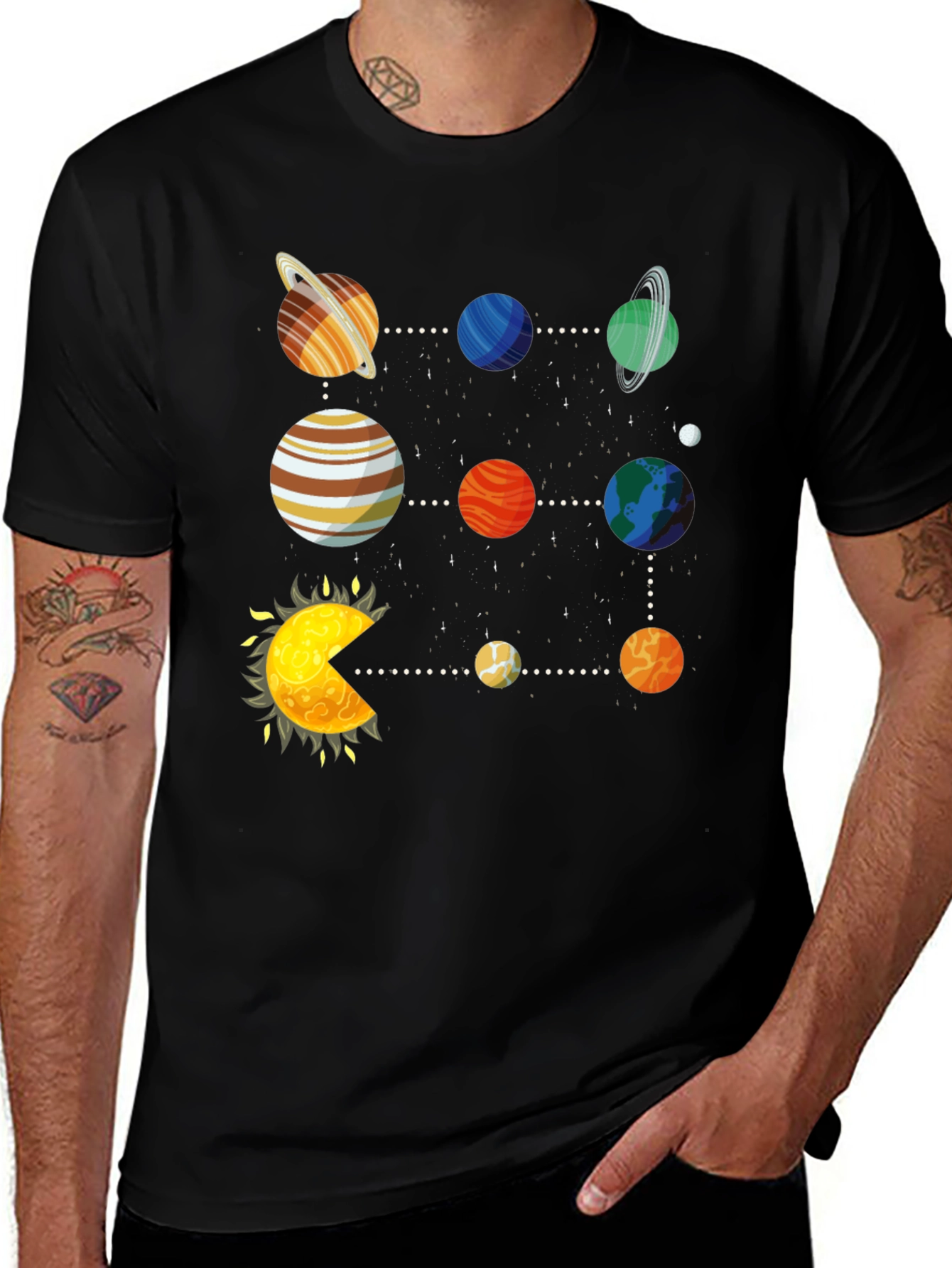 Black Solar System Graphic T-Shirt main image