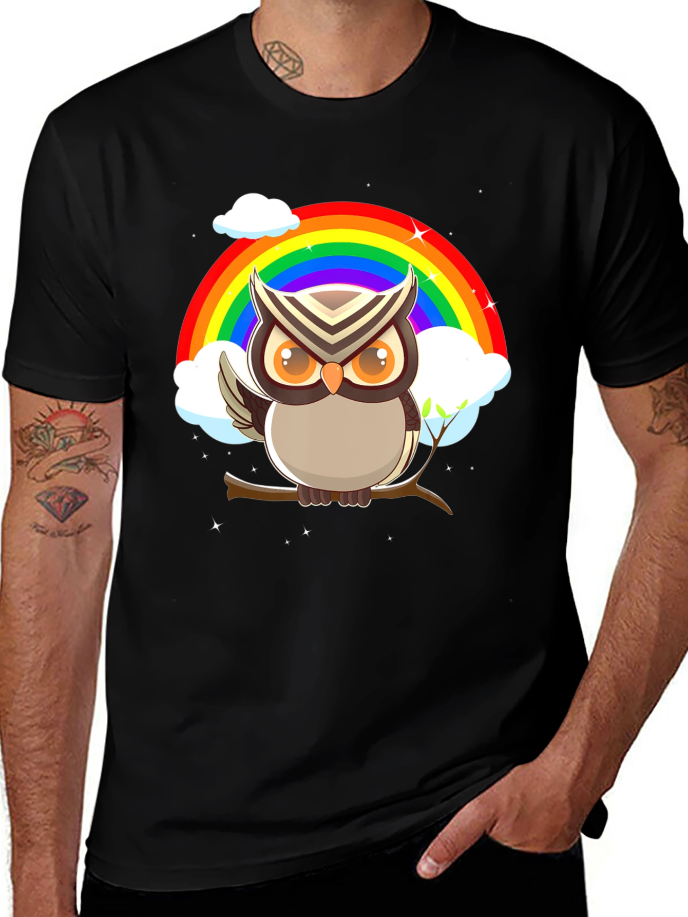Variant 29 of Owl Rainbow Graphic Tee - Stylish & Unique Design