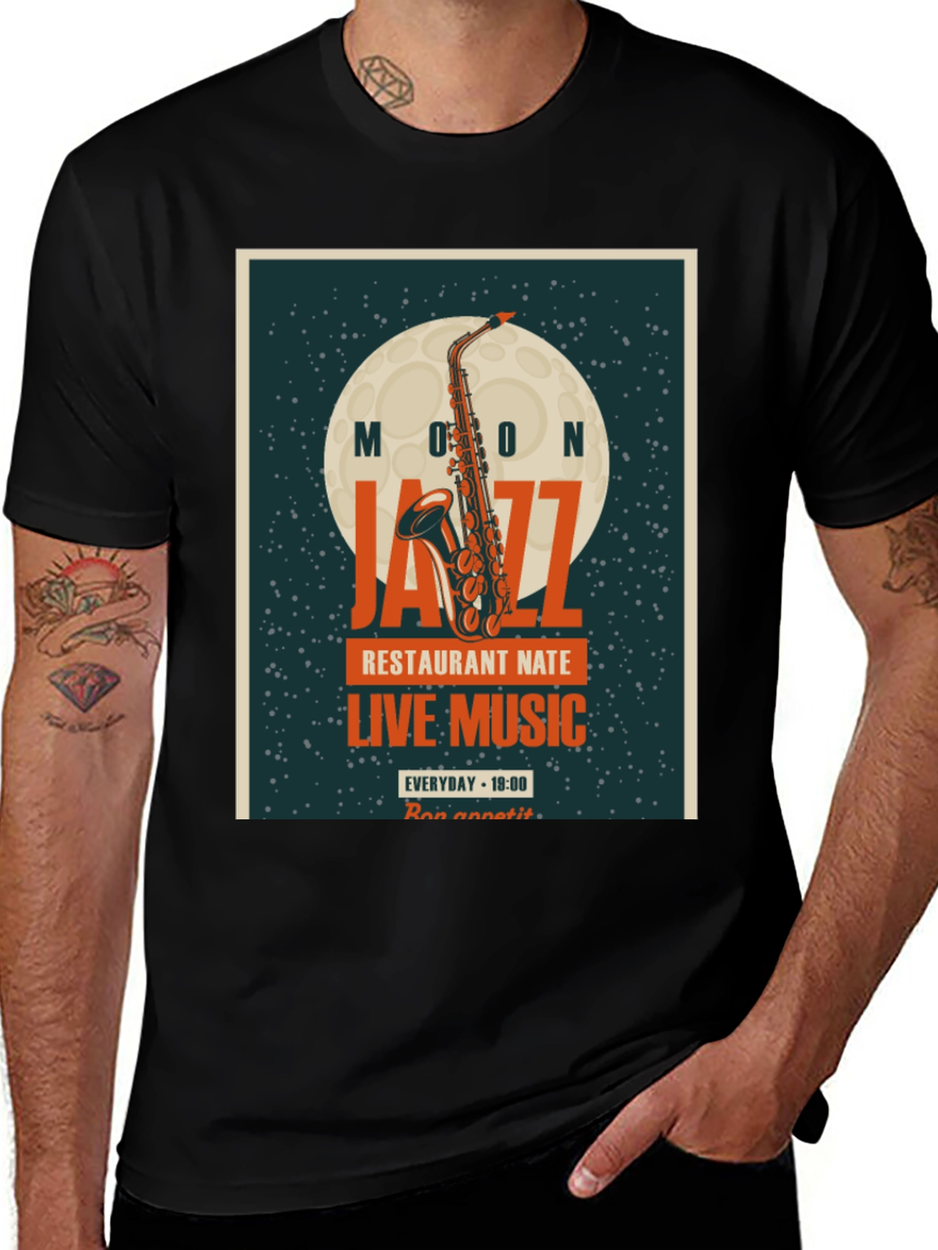 Variant 8 of Moon Jazz Saxophone Graphic T-Shirt