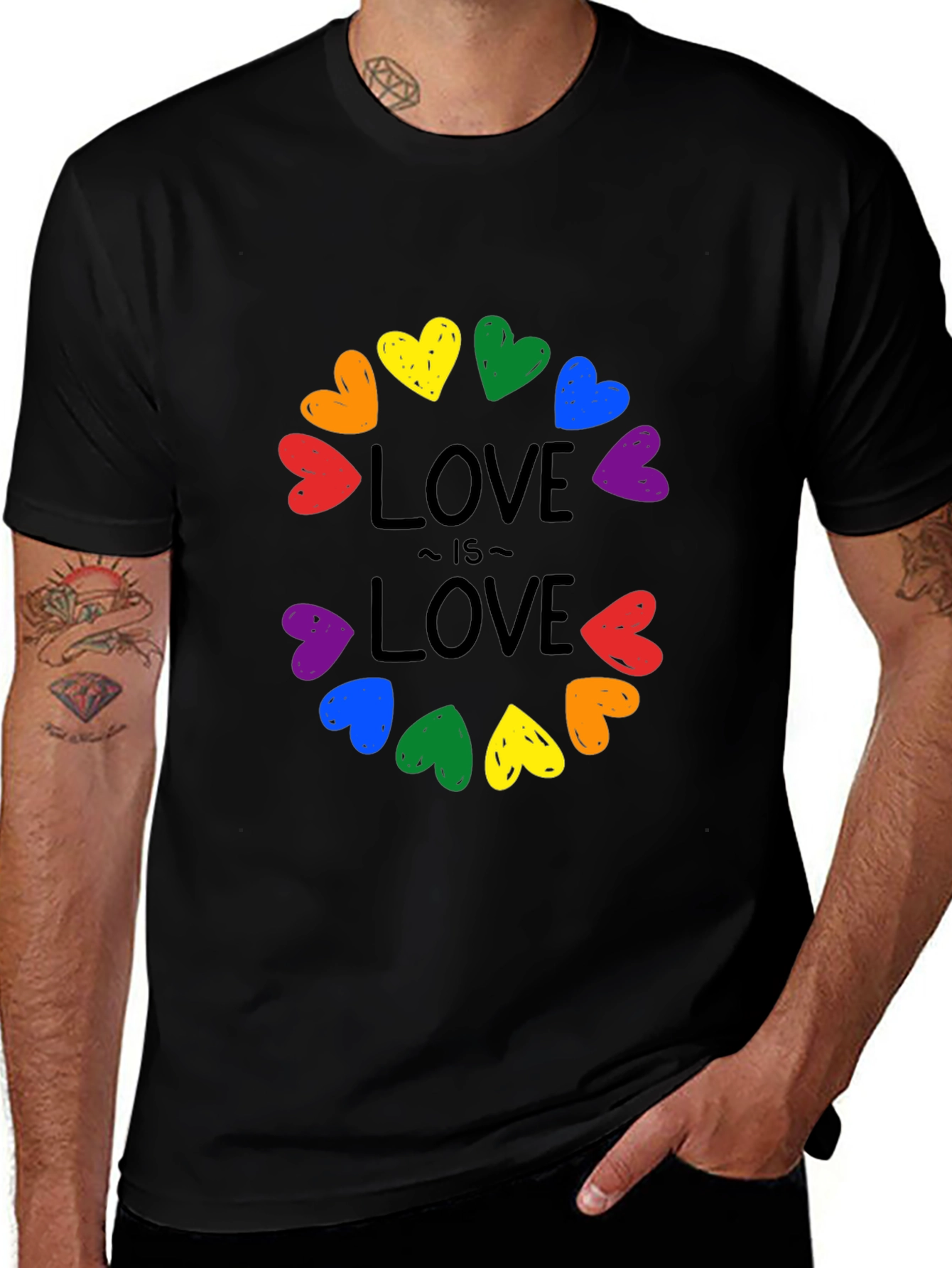 Variant 21 of Love Is Love Rainbow Hearts Graphic Tee