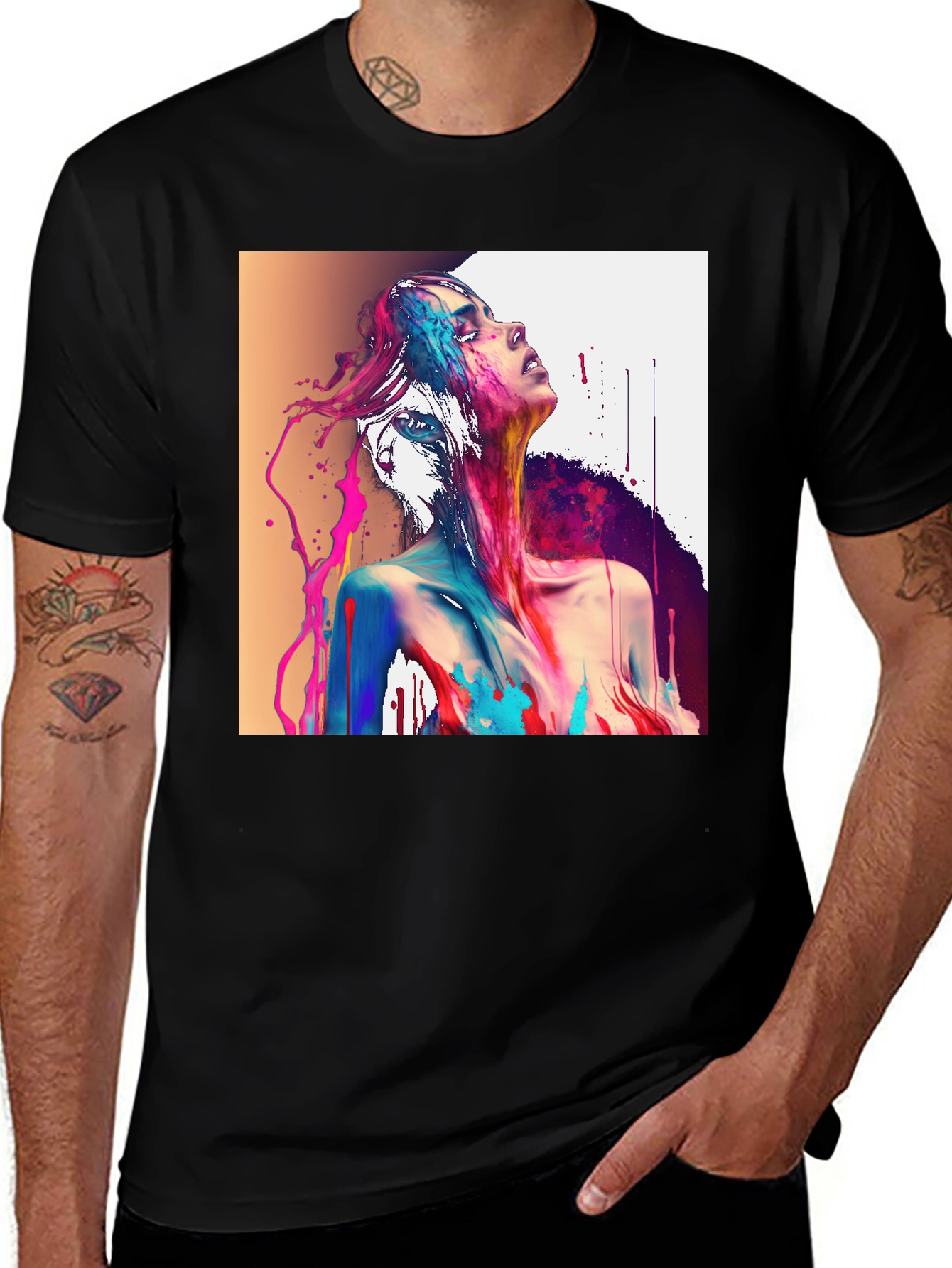 Variant 19 of Artistic Drip Print Black T-Shirt