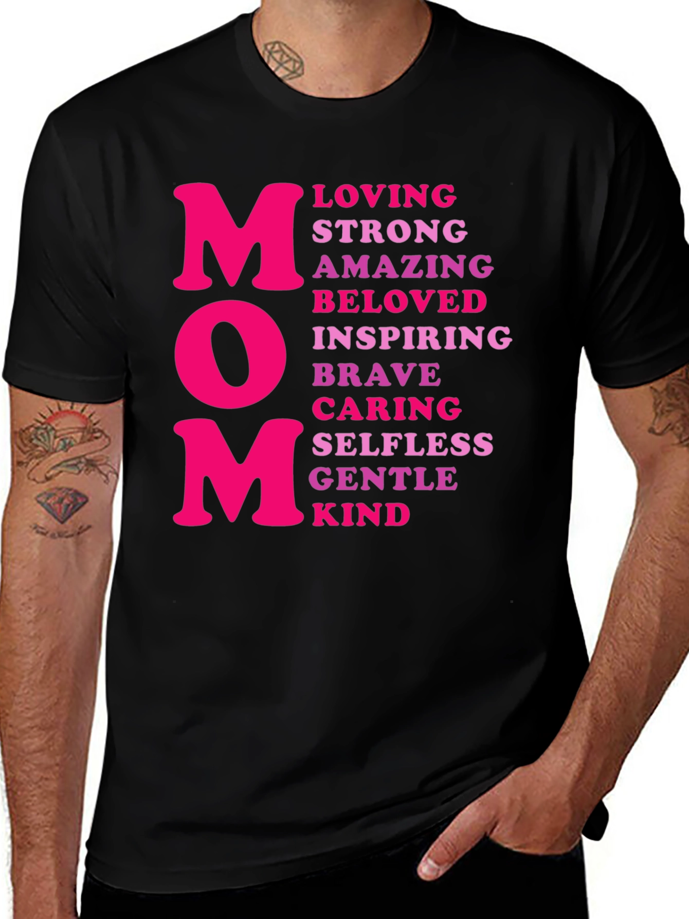 Mom T-Shirt - Loving, Strong, Amazing Design