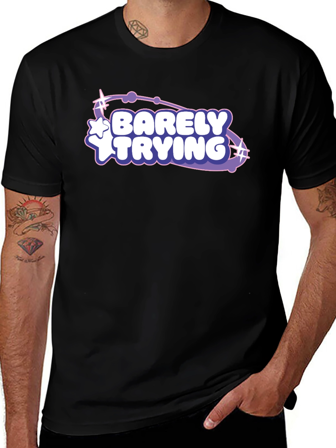 Variant 16 of Barely Trying Graphic Tee - Black Casual T-Shirt