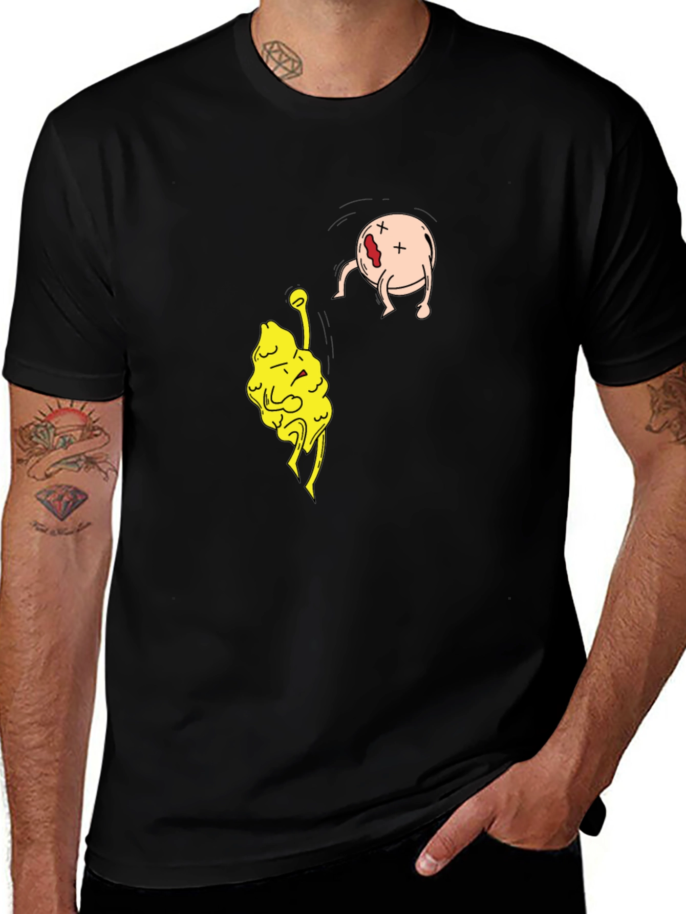 Variant 22 of Funny Cartoon Graphic Black T-Shirt