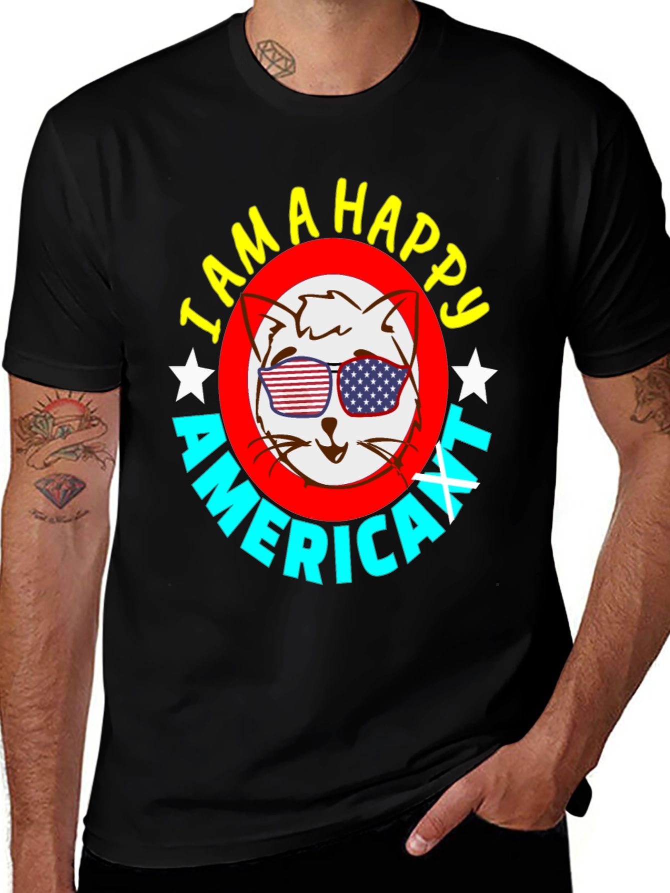 Variant 12 of Happy American Cat T-Shirt