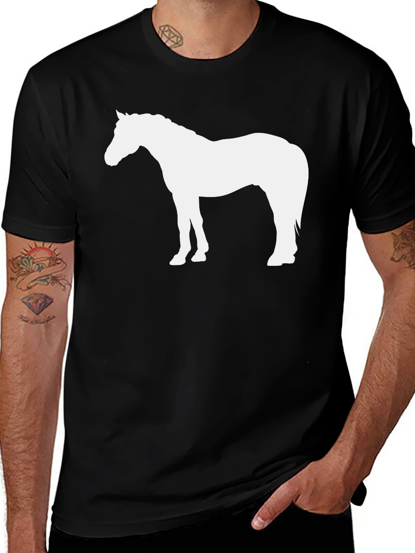 Variant 23 of Horse Silhouette Graphic Tee - Black Casual T-Shirt
