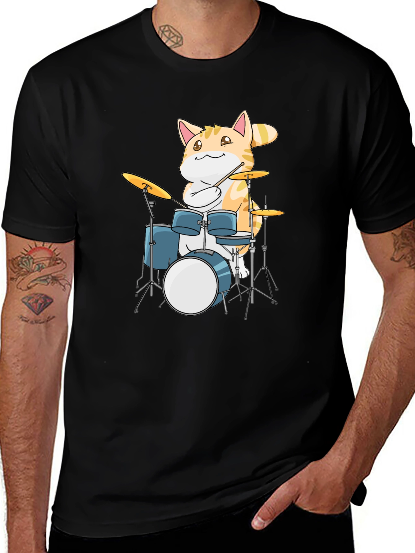 Variant 24 of Cool Cat Drummer Graphic T-Shirt