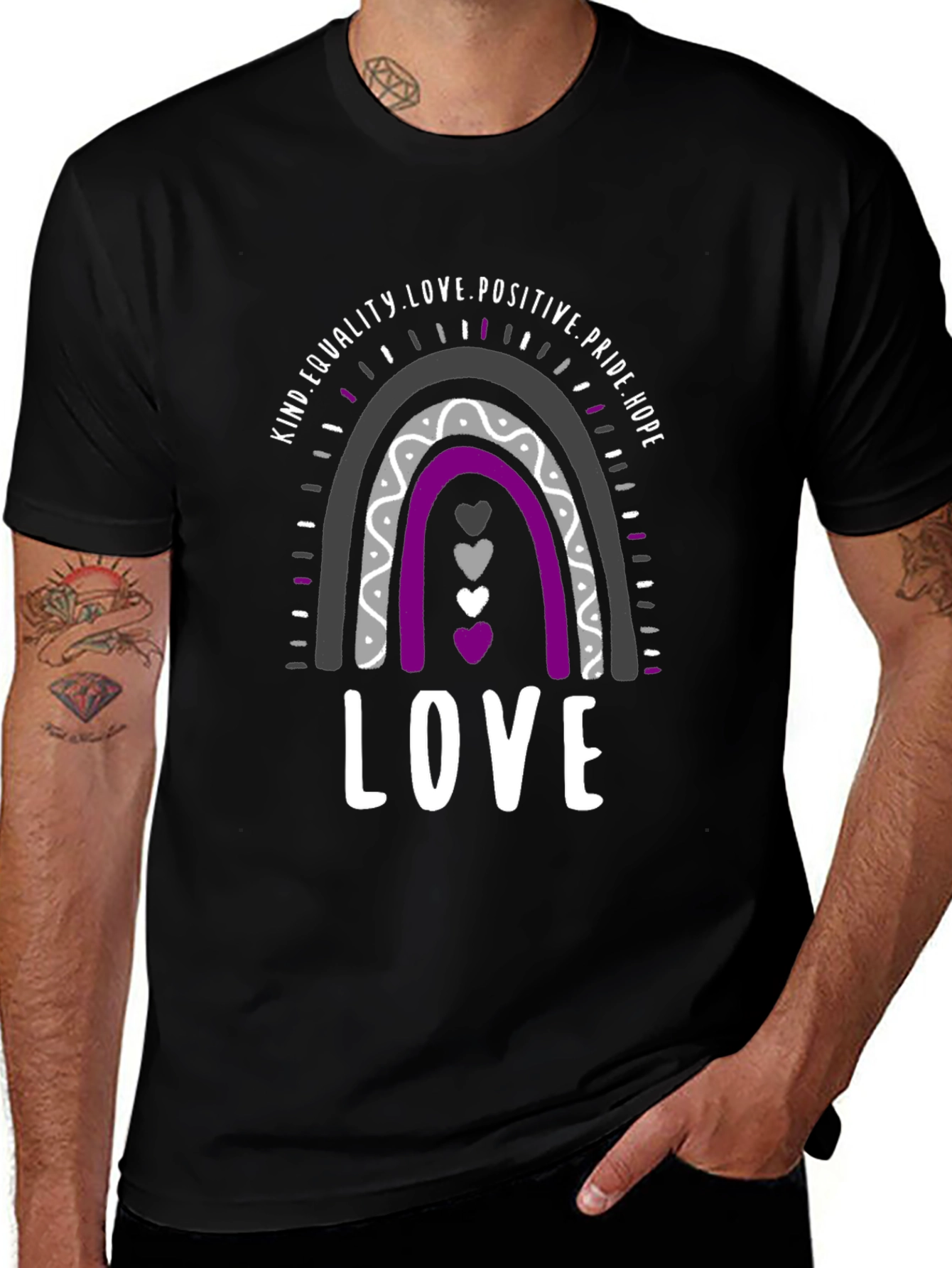 Asexual Pride Rainbow Love T-Shirt
