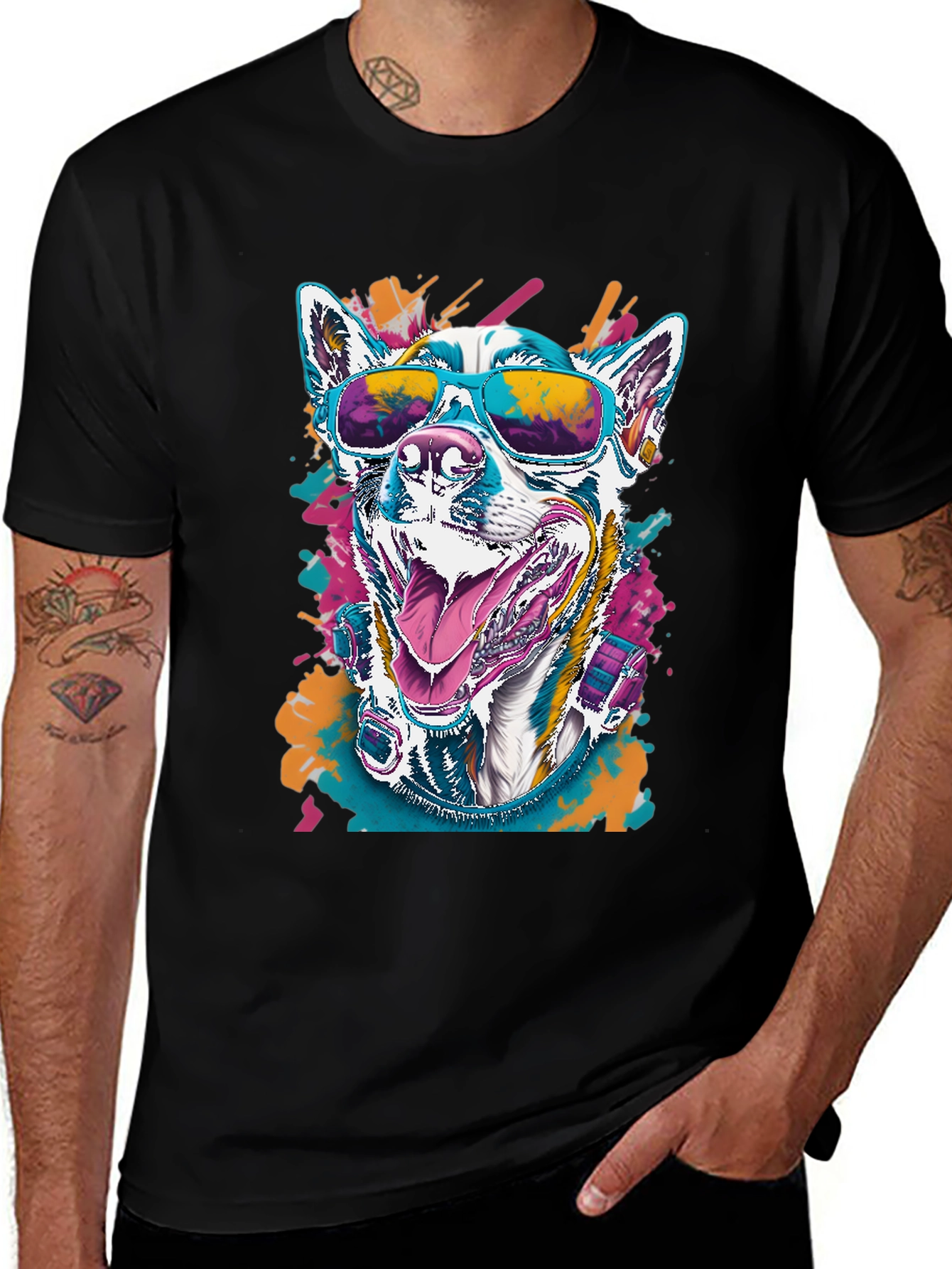Variant 10 of Cool Dog Graphic Tee - Unisex Black T-Shirt