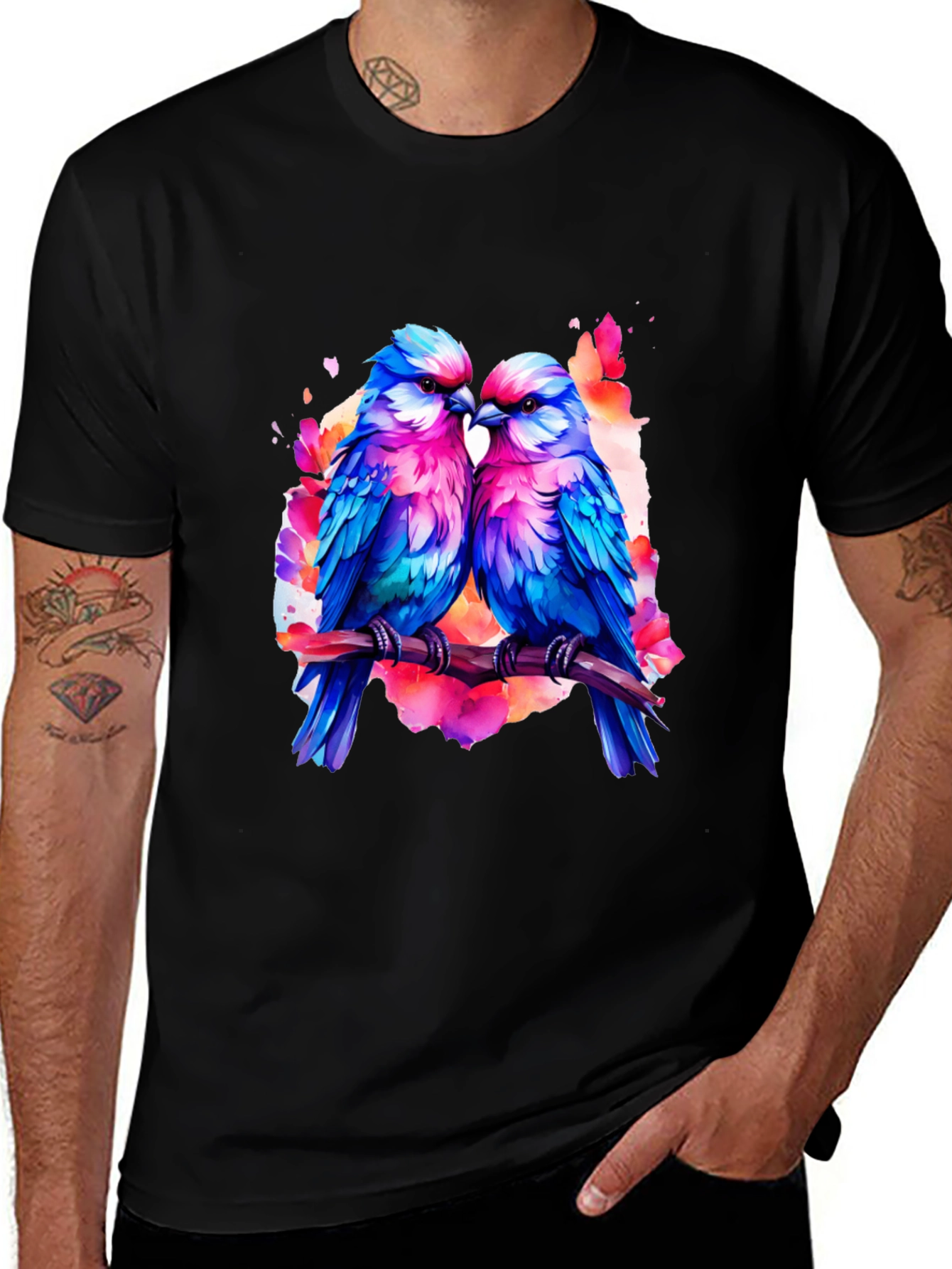 Variant 15 of Watercolor Lovebirds Graphic Tee