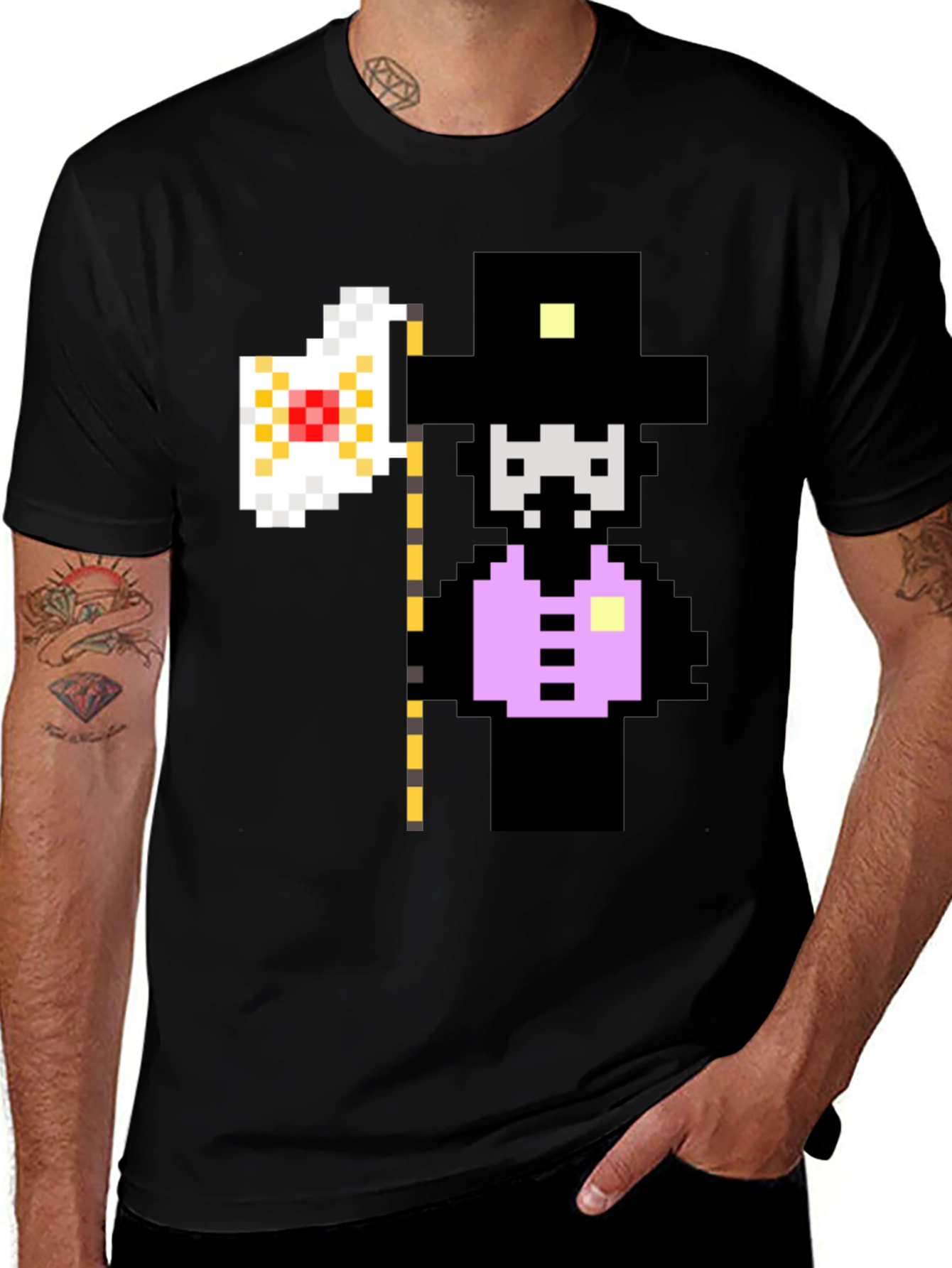 8-Bit Plague Doctor Graphic Tee - Retro Pixel Art Shirt