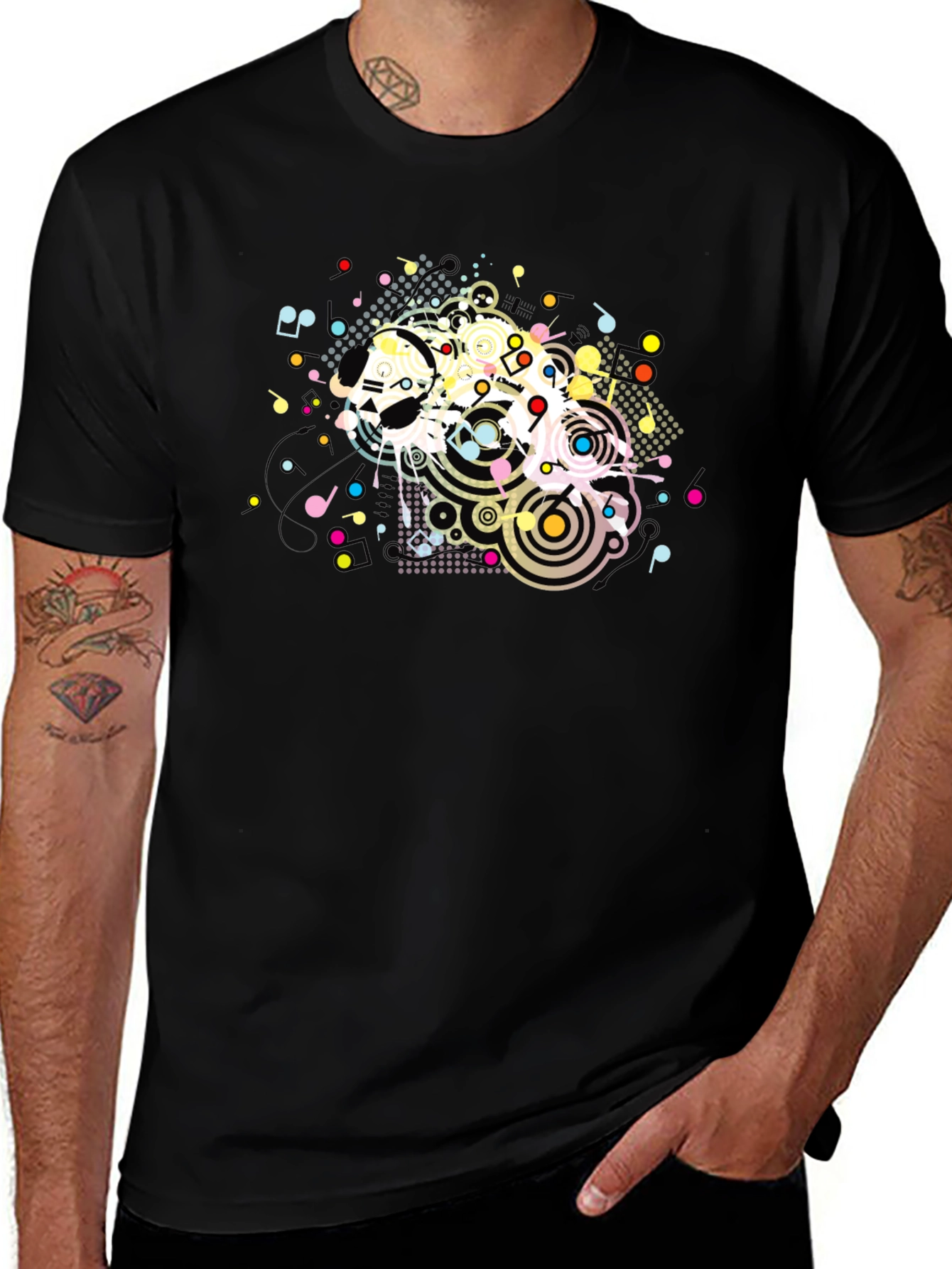Variant 7 of Abstract Music Graphic Black T-Shirt