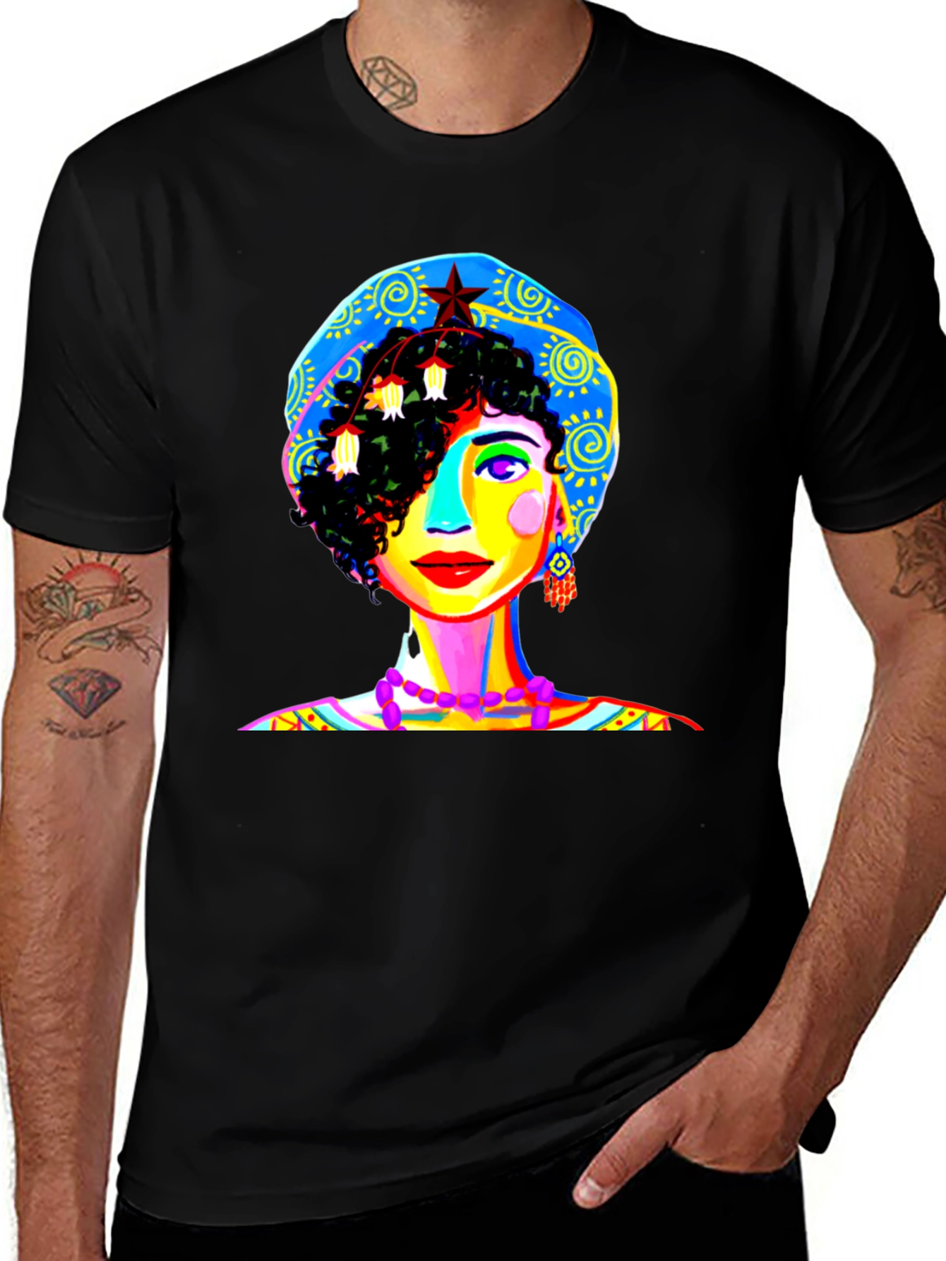 Vibrant Woman Graphic Tee - Unique Pop Art Design
