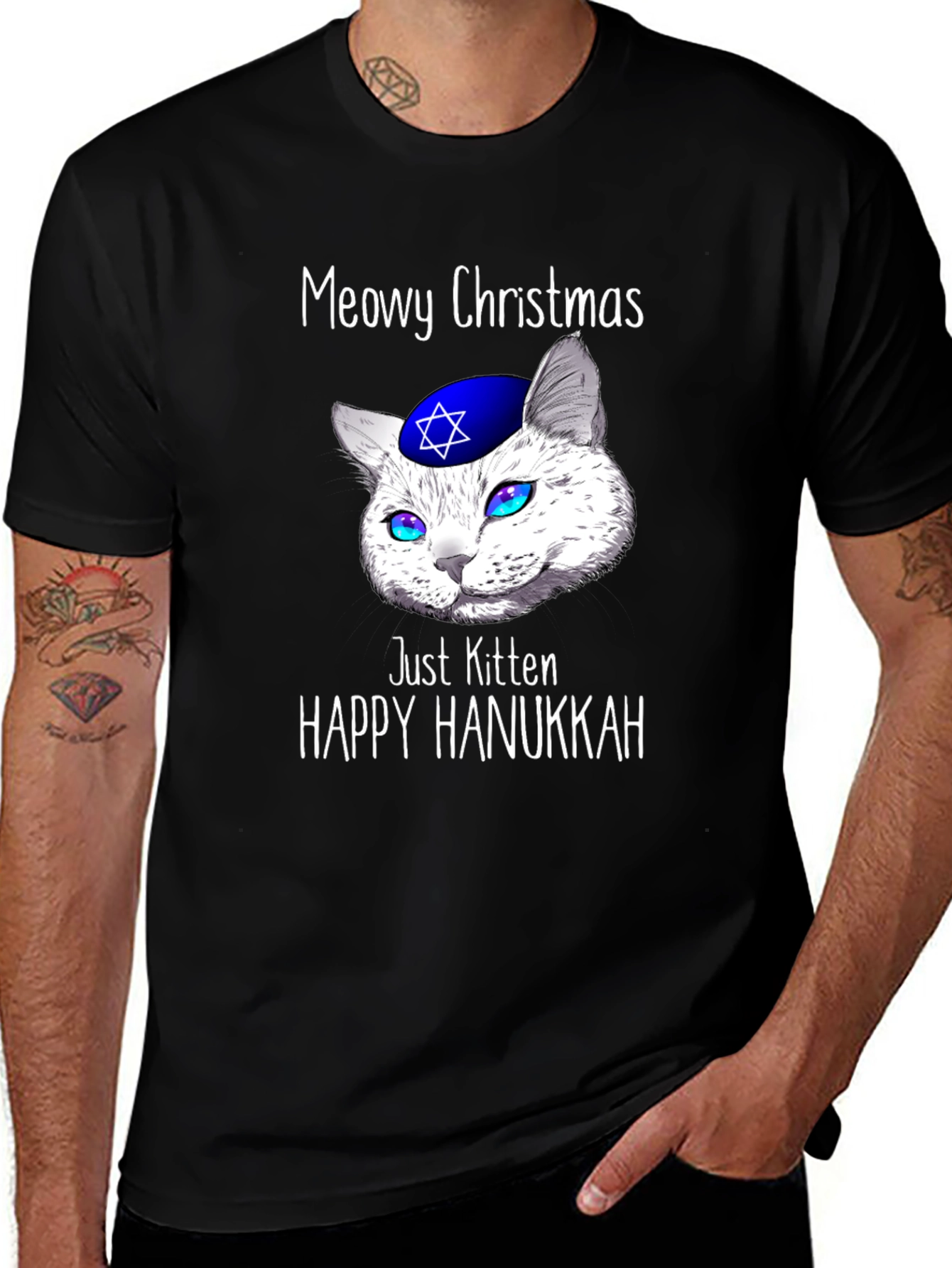 Meowy Christmas Happy Hanukkah Cat T-Shirt