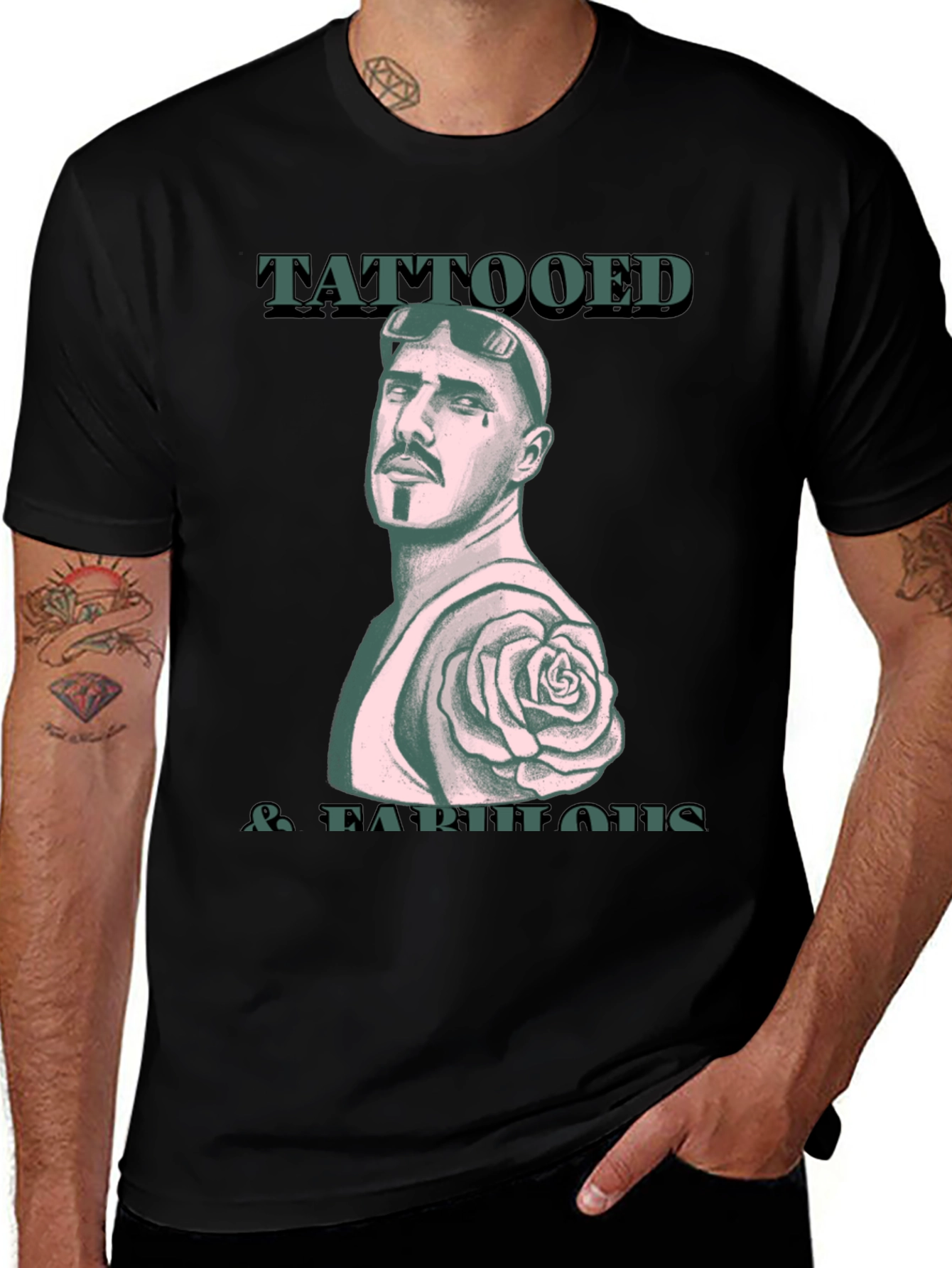 Variant 5 of Tattooed & Fabulous Graphic Print T-Shirt