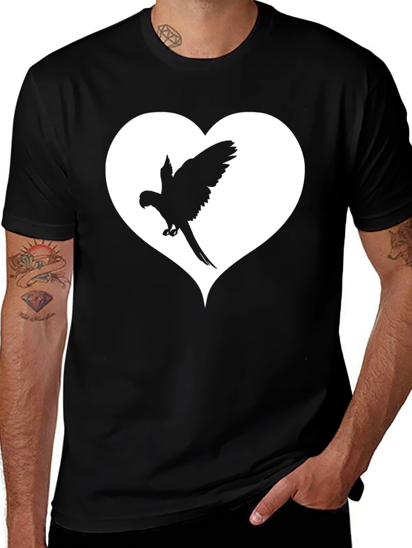 Parrot Heart Graphic Tee - Stylish Bird Lover Shirt