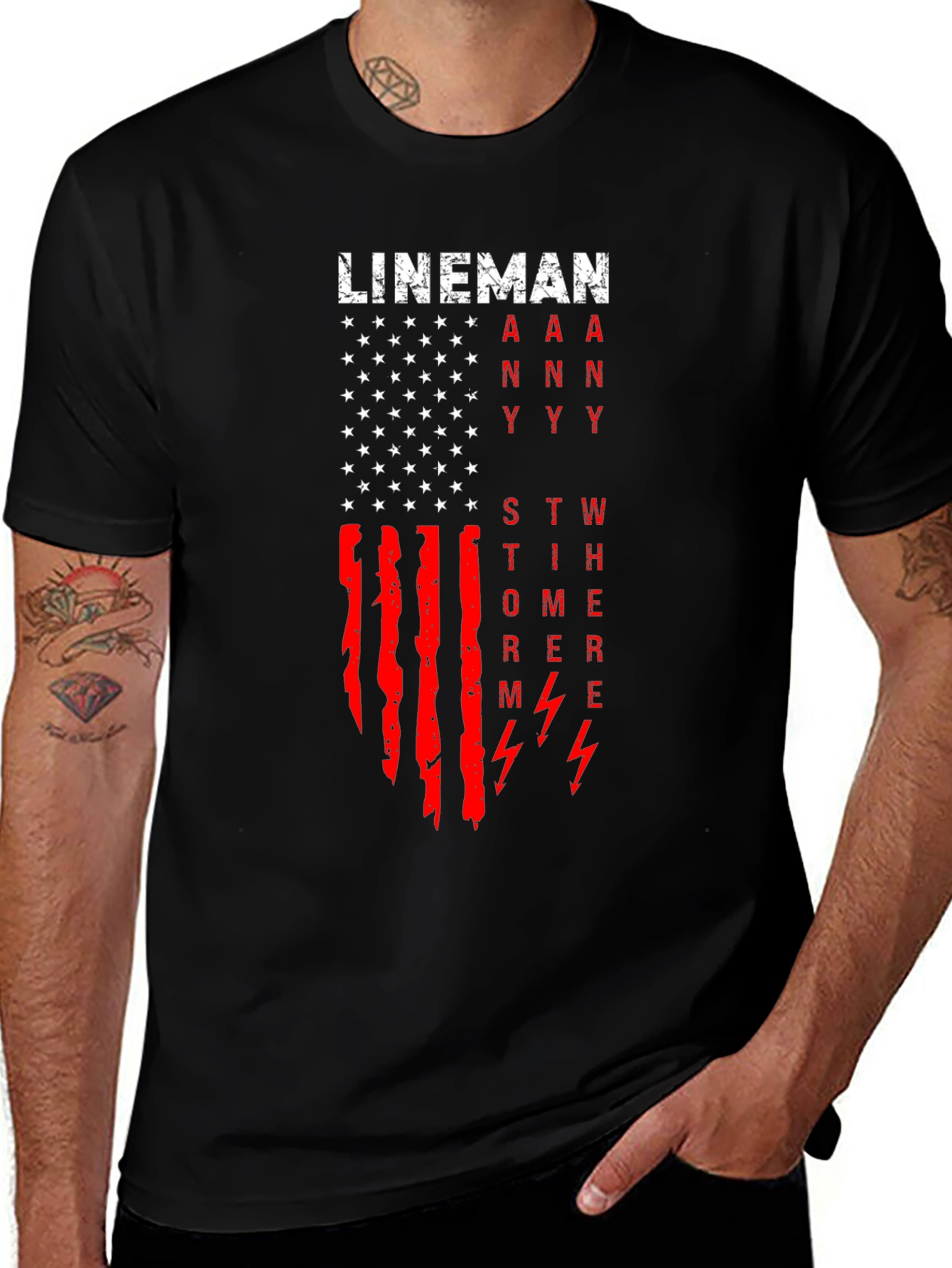 Variant 28 of Lineman American Flag Graphic T-Shirt