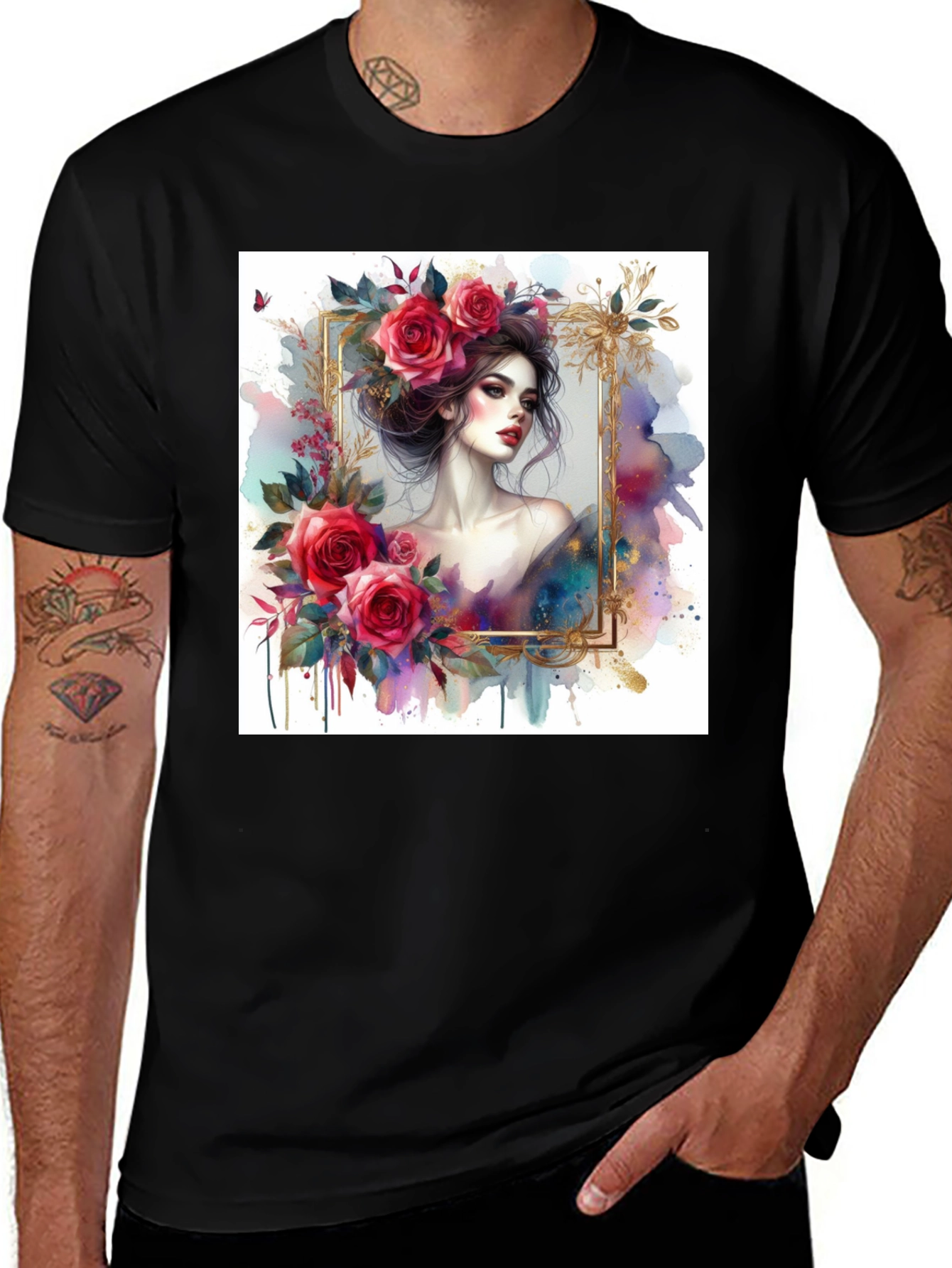 Variant 3 of Floral Portrait Graphic T-Shirt