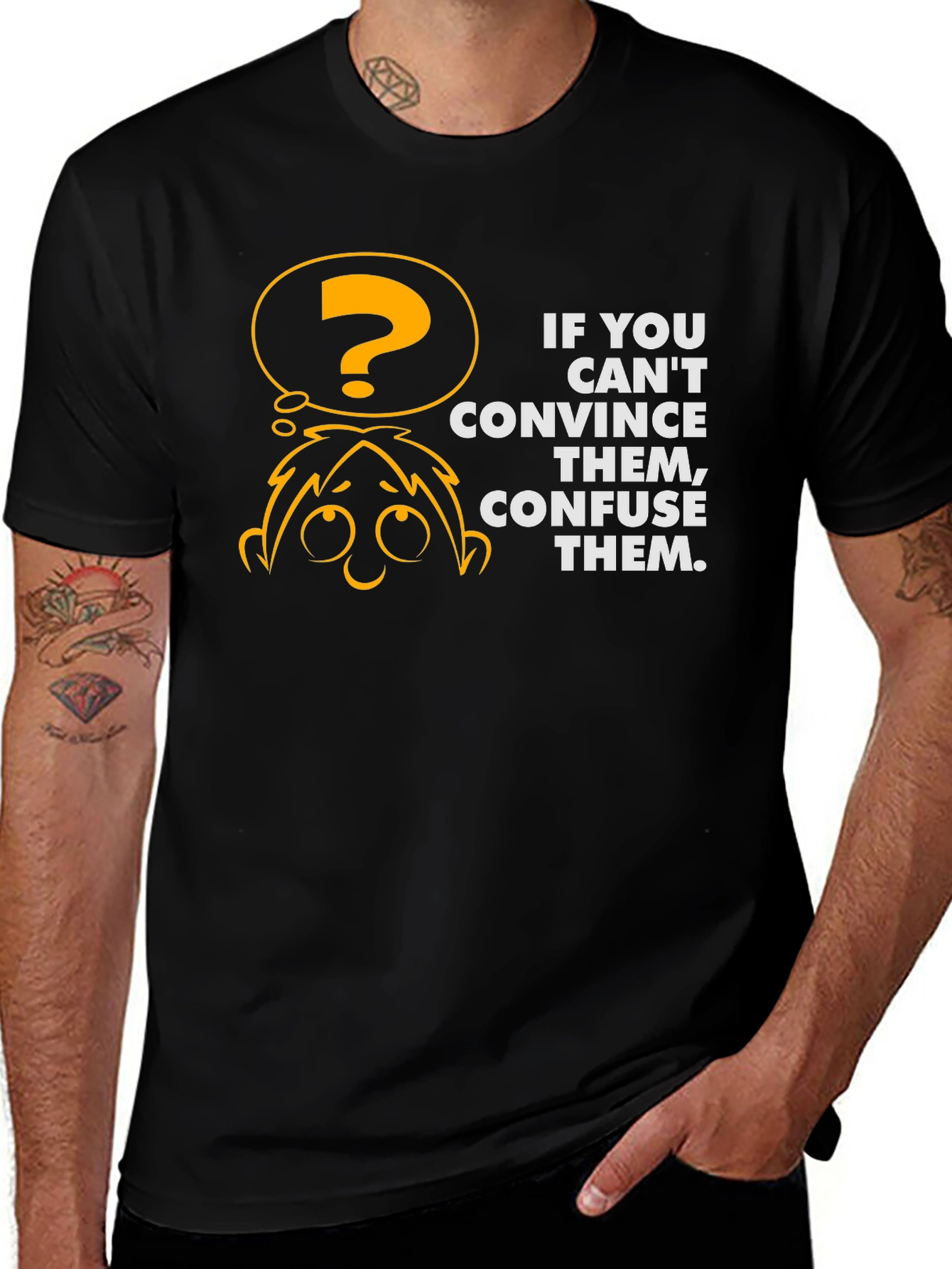 Variant 11 of Confuse Them Graphic Tee - Black Cotton T-Shirt