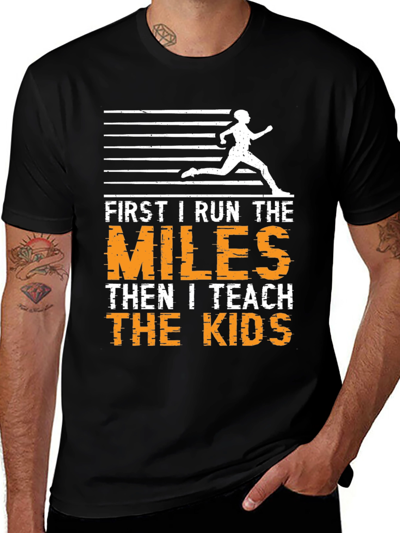 Variant 13 of Runner Teacher T-Shirt: First I Run, Then I Teach