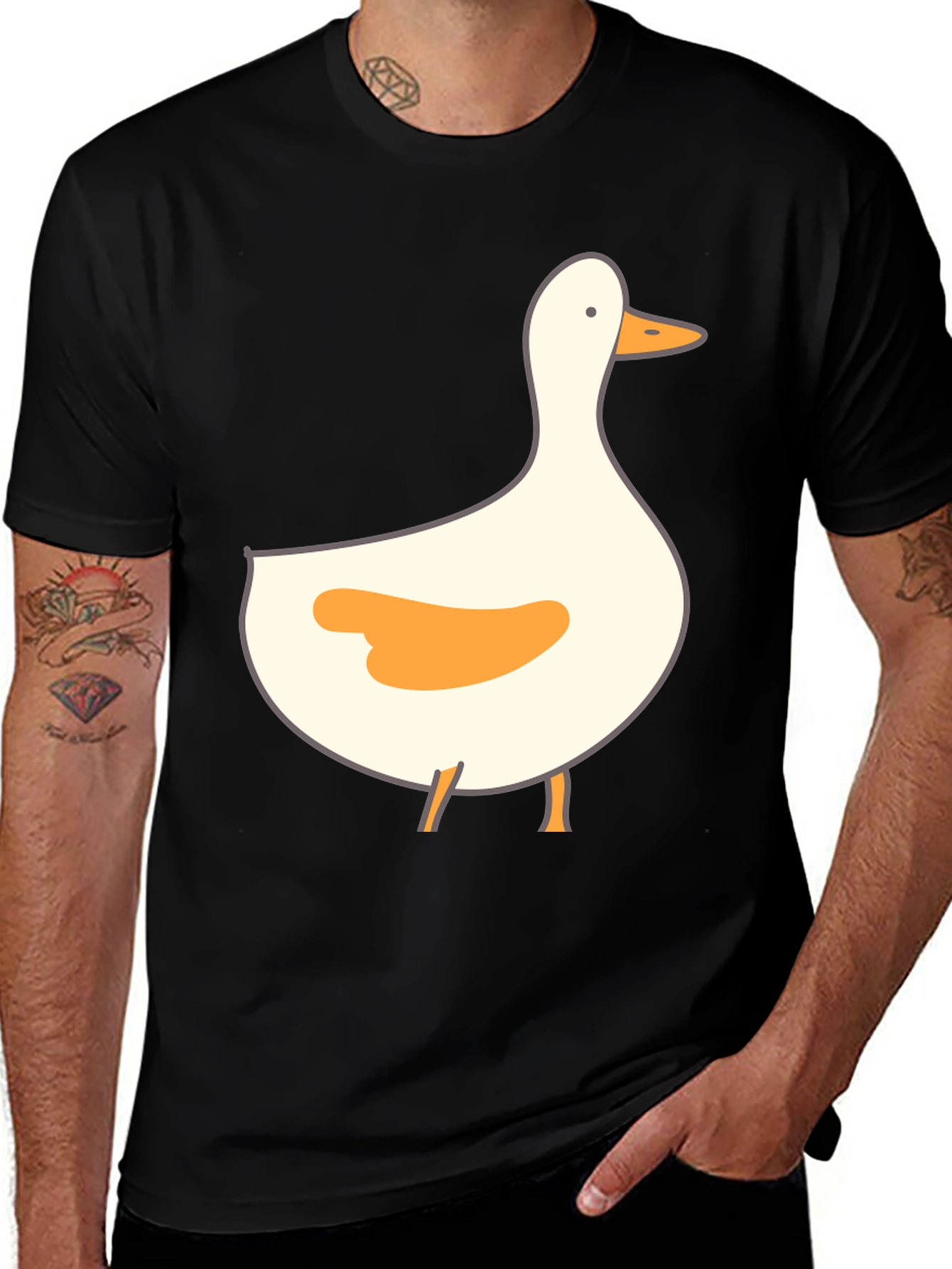 Variant 19 of Duck Graphic Print Tee - Casual Black T-Shirt