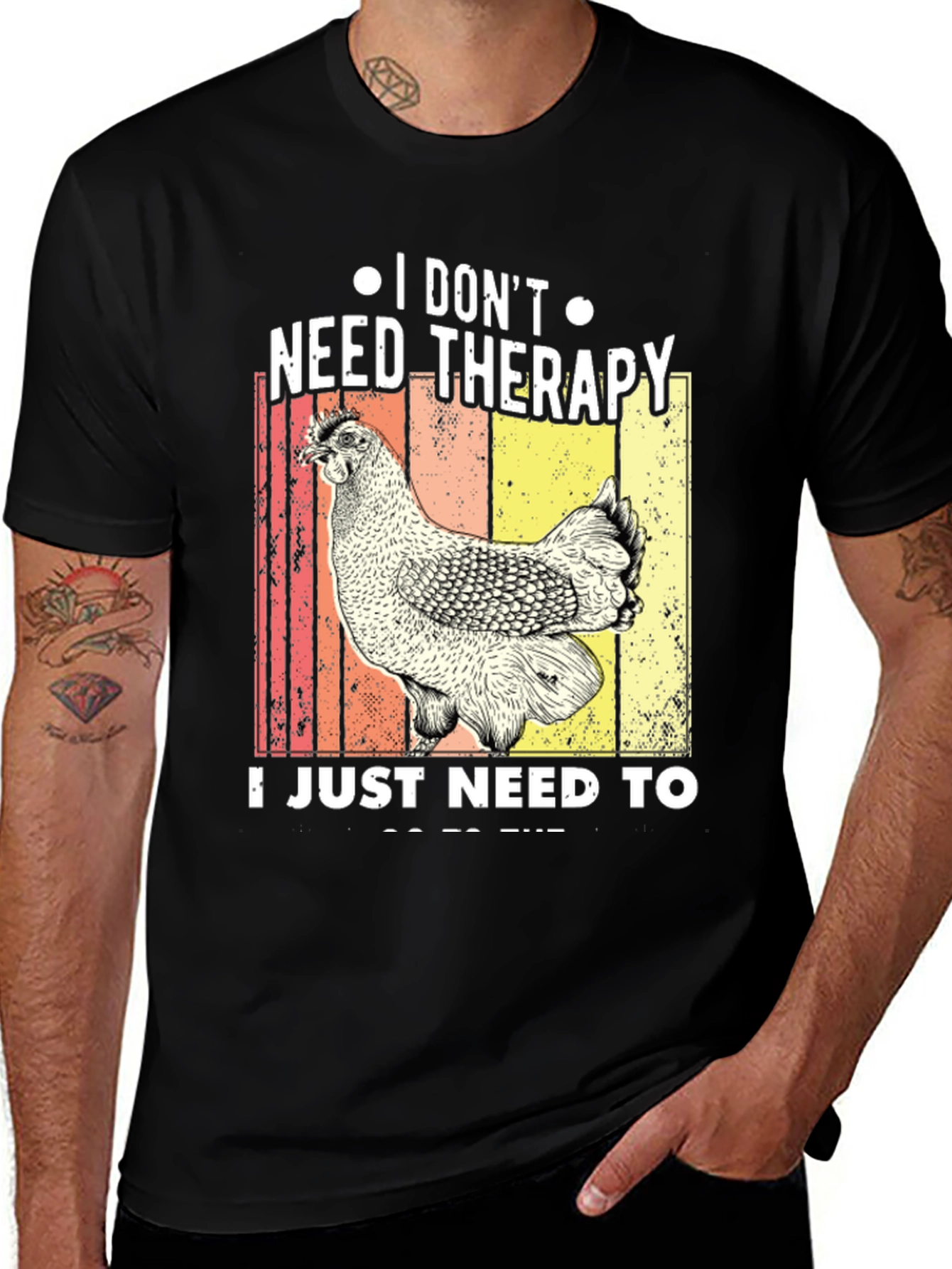 Variant 20 of Chicken Therapy Black T-Shirt