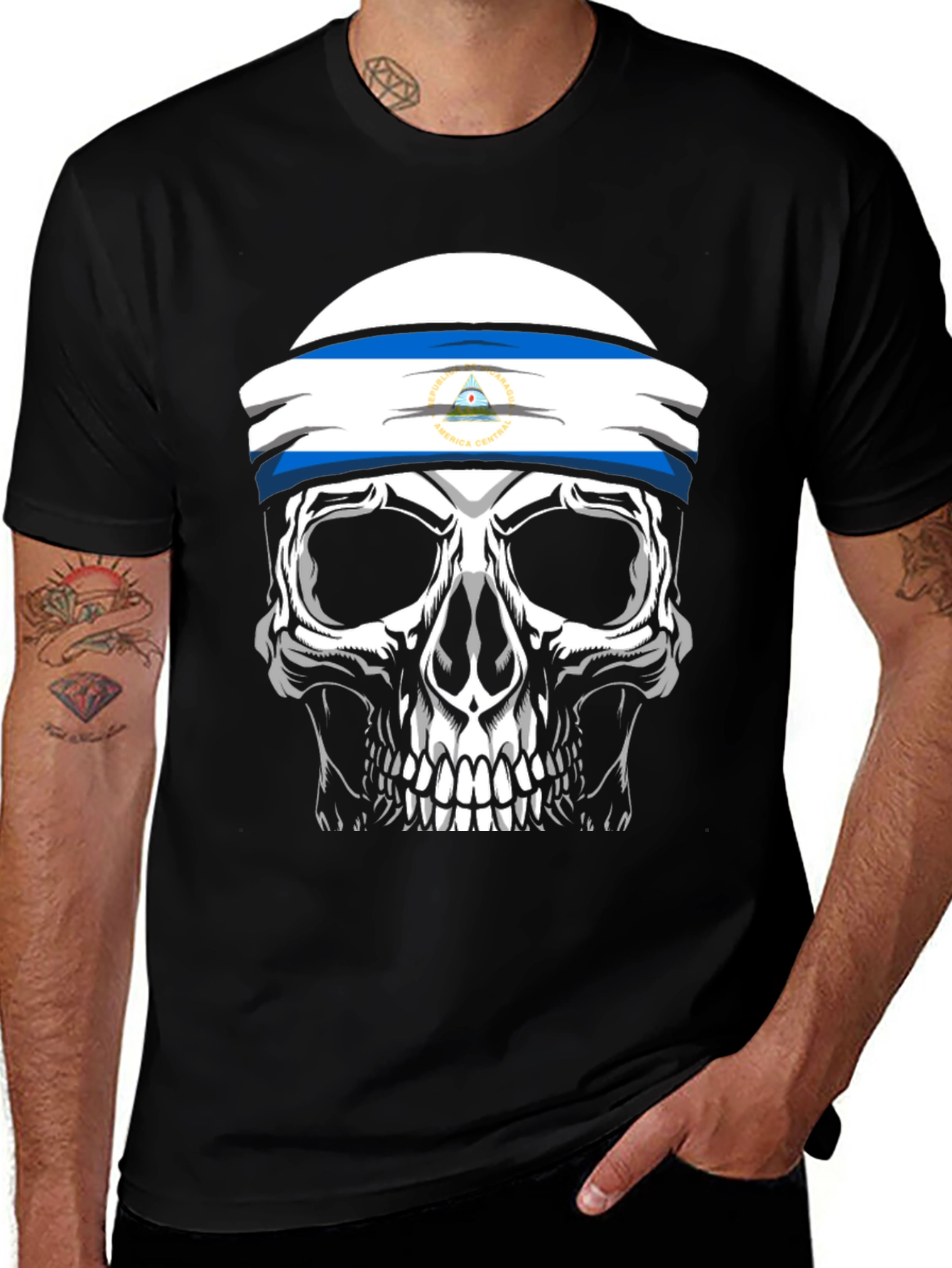 Variant 14 of Nicaragua Skull Graphic Tee